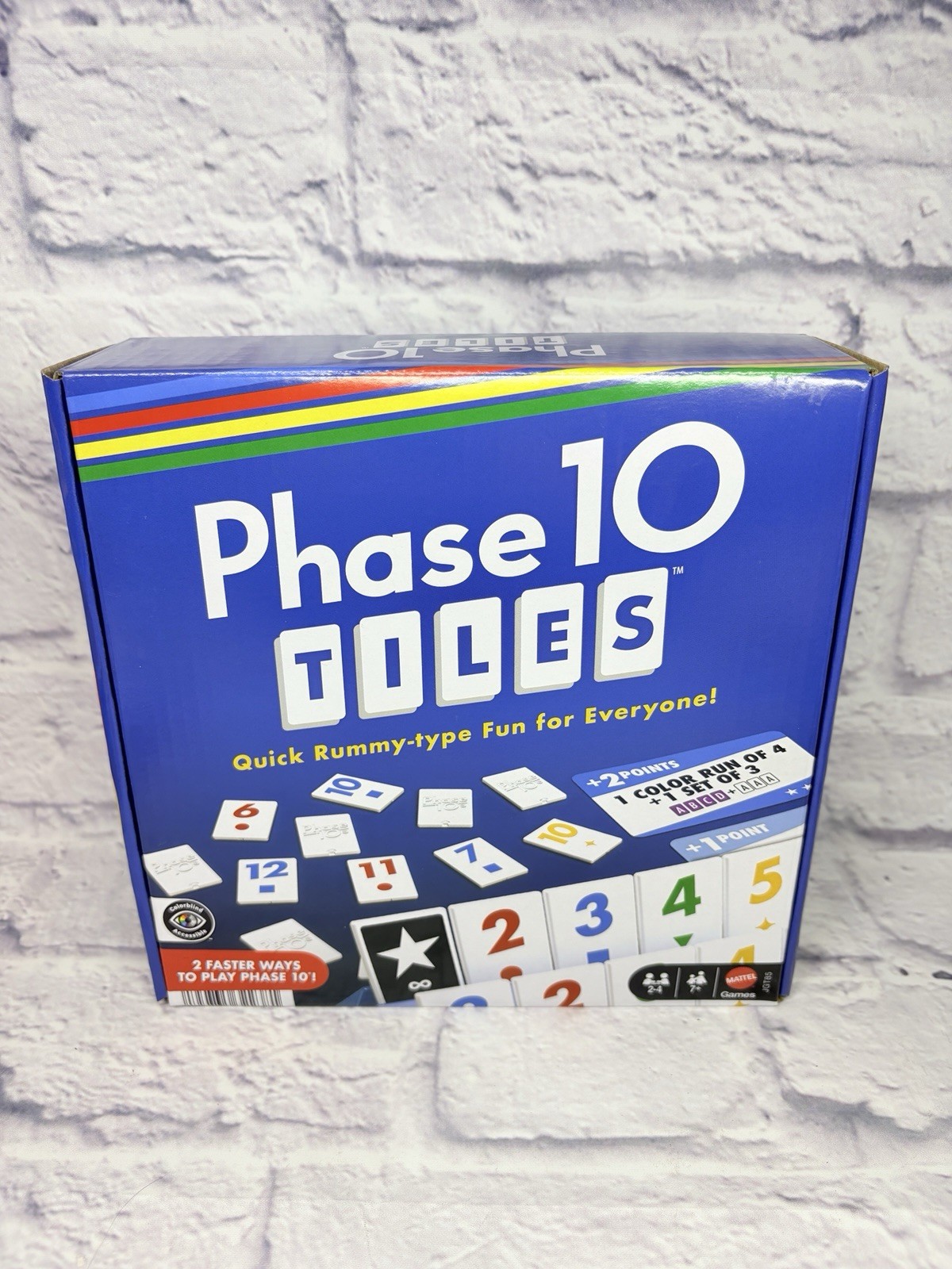 Phase 10 Tiles Game, Quick Family Rummy-Type Play with 32 Cards Featuring Unique