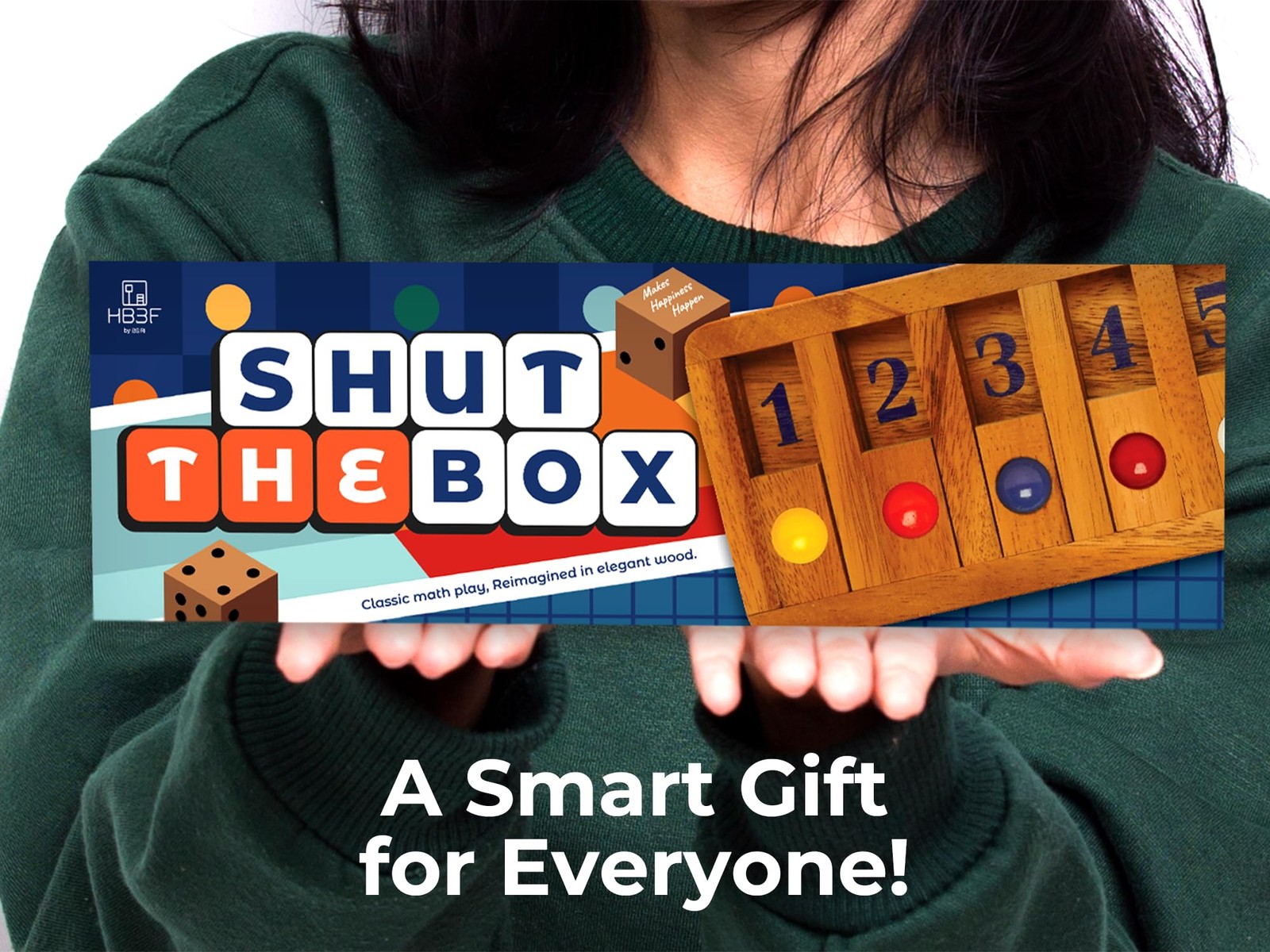 Shut The Box Board Games with Math Lover Player Wooden Box of Brain Teaser Pu…