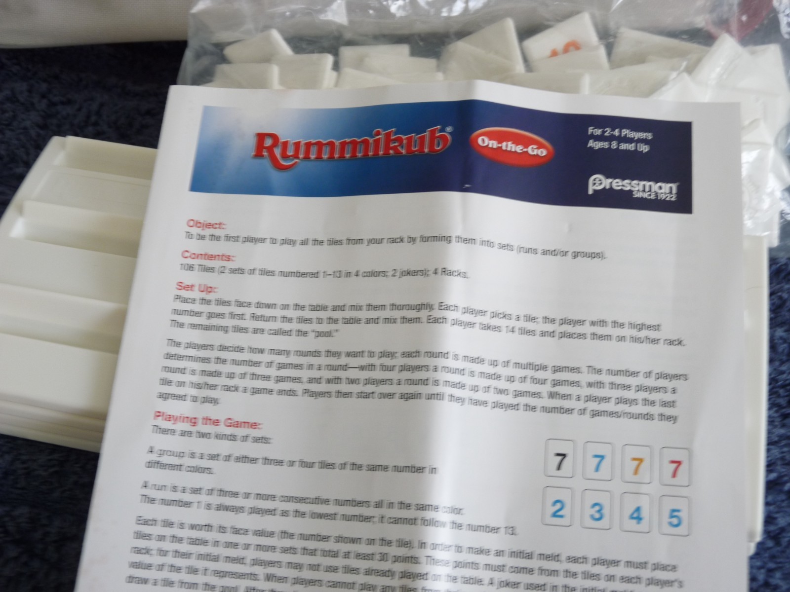Rummikub On The Go Complete Original Game Durable Canvas Storage Case