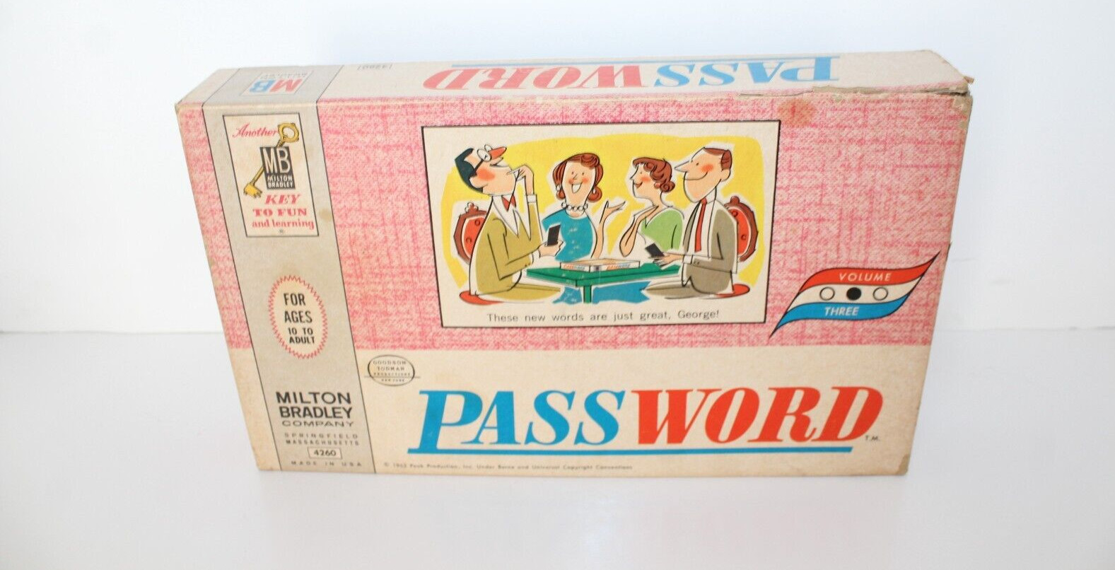 1963 Password Game 4260 Volume Three Milton Bradley Vintage Board Game Retro