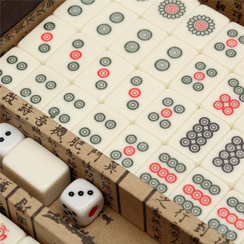 Vintage Chinese Mahjong Set Traditional 144 Tiles Mah-Jong Game Set Case Box USA