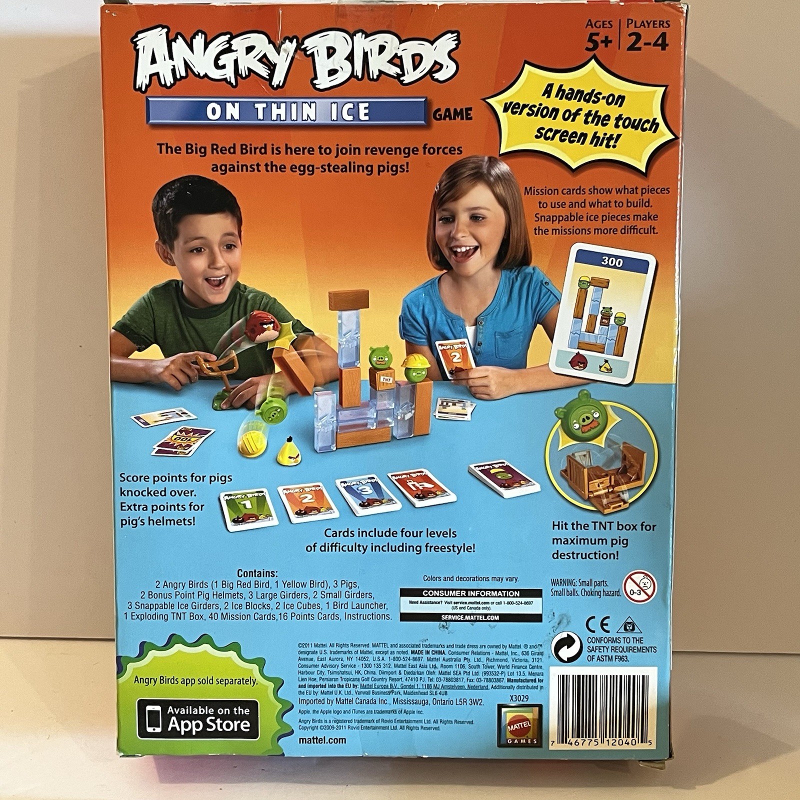 ANGRY BIRDS ON THIN ICE Slingshot Launch Action Game Toy Set Mattel ’11 Open Box