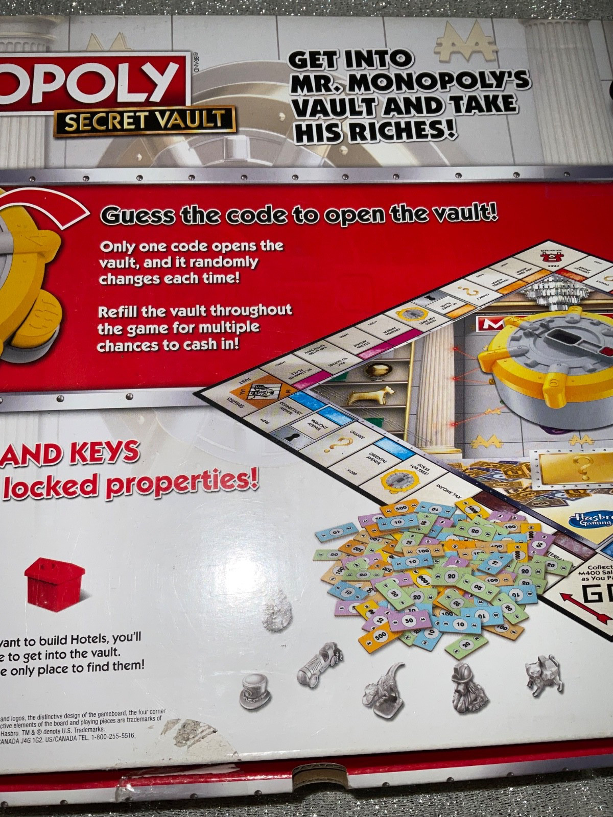 MONOPOLY Secret Vault Board Game for Kids Ages 8 and Up Family 100% Complete Fun