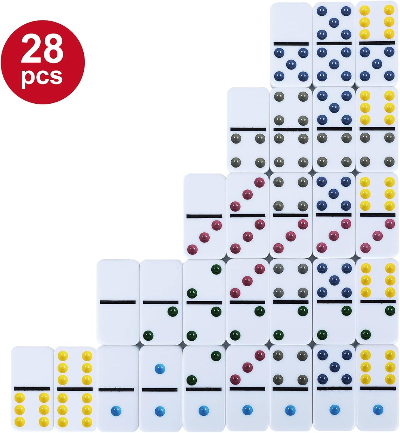 Double Six Dominoes Set for Adults, Classic Domino Game with Tin Box – 28 Tiles
