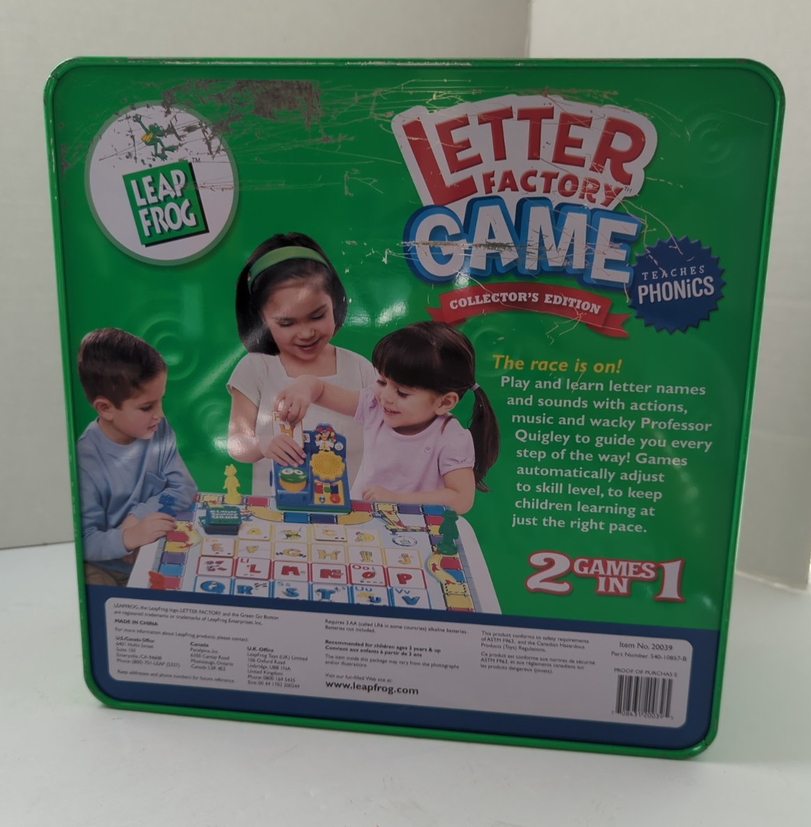 LEAPFROG LETTER FACTORY GAME Collectors Edition Phonics Learning Board Game