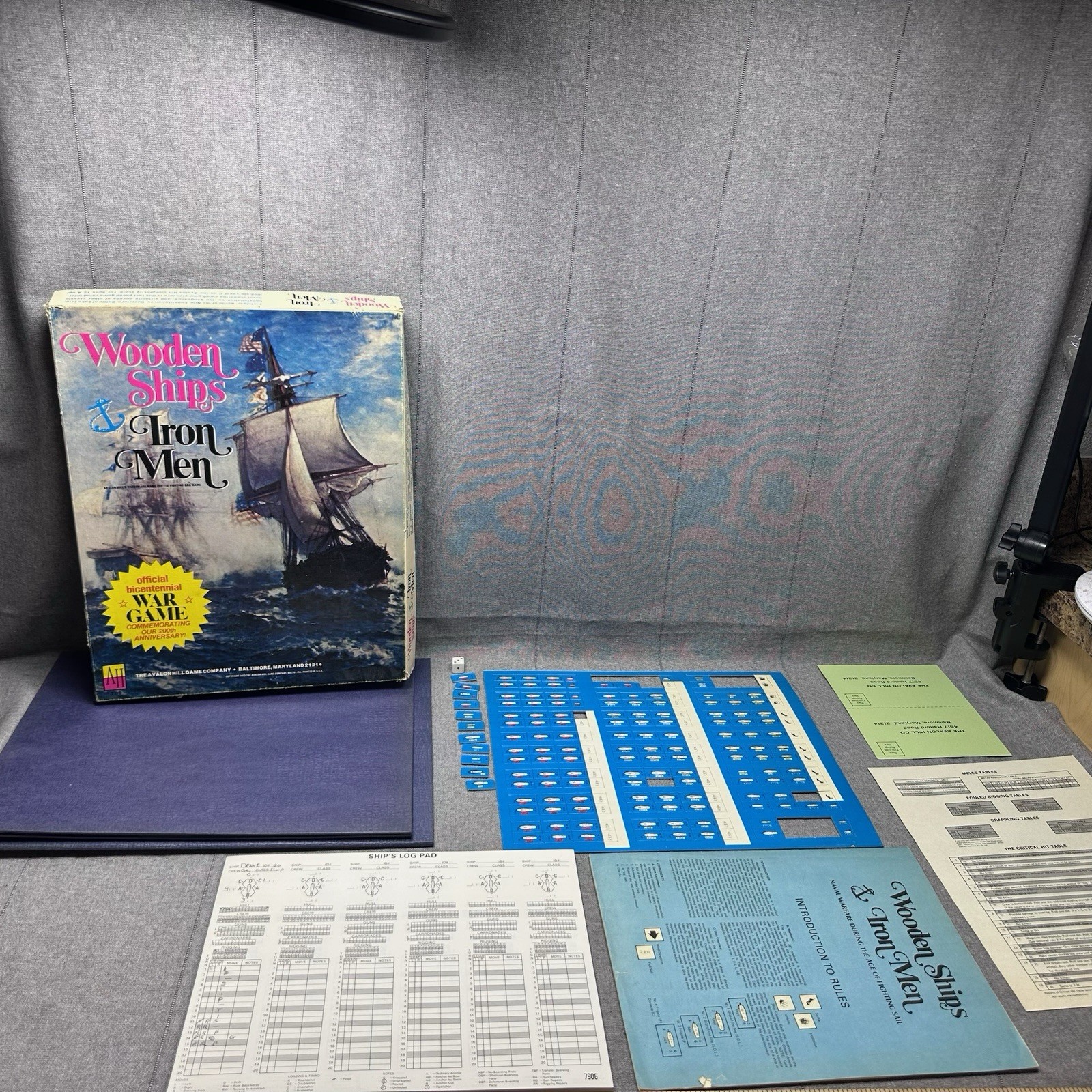 Avalon Hill Wooden Ships & Iron Men Bicentennial War Game 90% Unpunched 1975