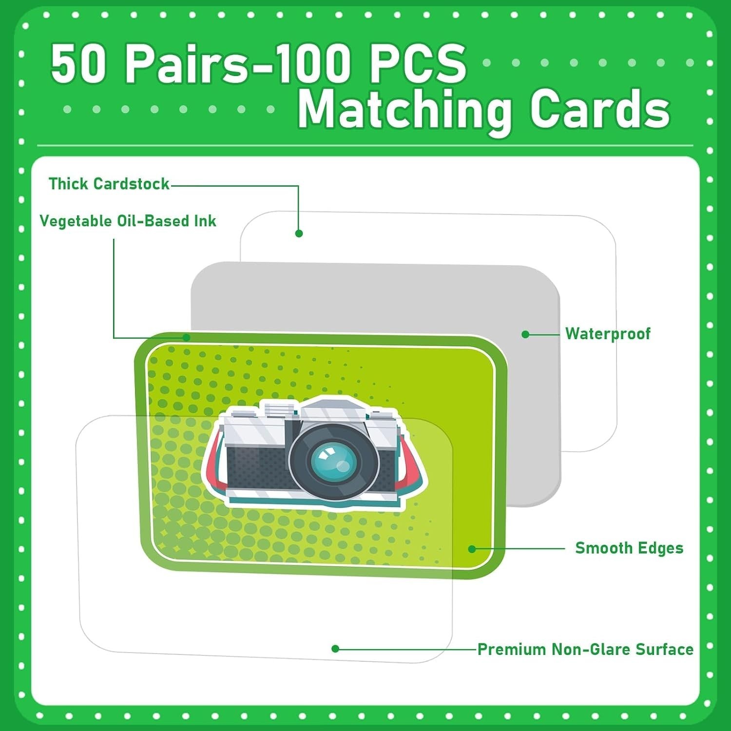 100 PCS Summer Camp Memory Matching Game for Kids Aged 3-8 – Educational Fun