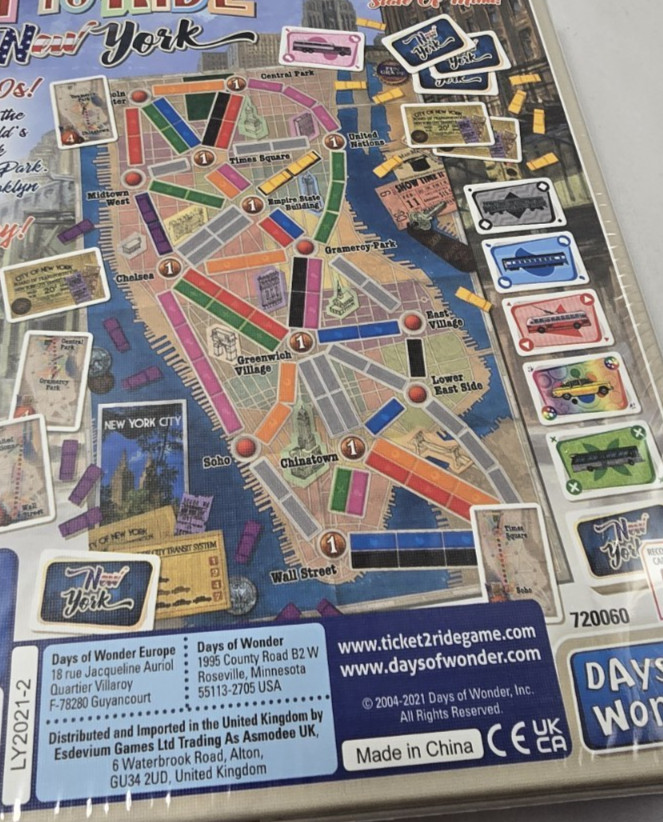 TICKET TO RIDE New York 60’s Days of Wonder Board Game 2-4 Players 8+ NEW/SEALED