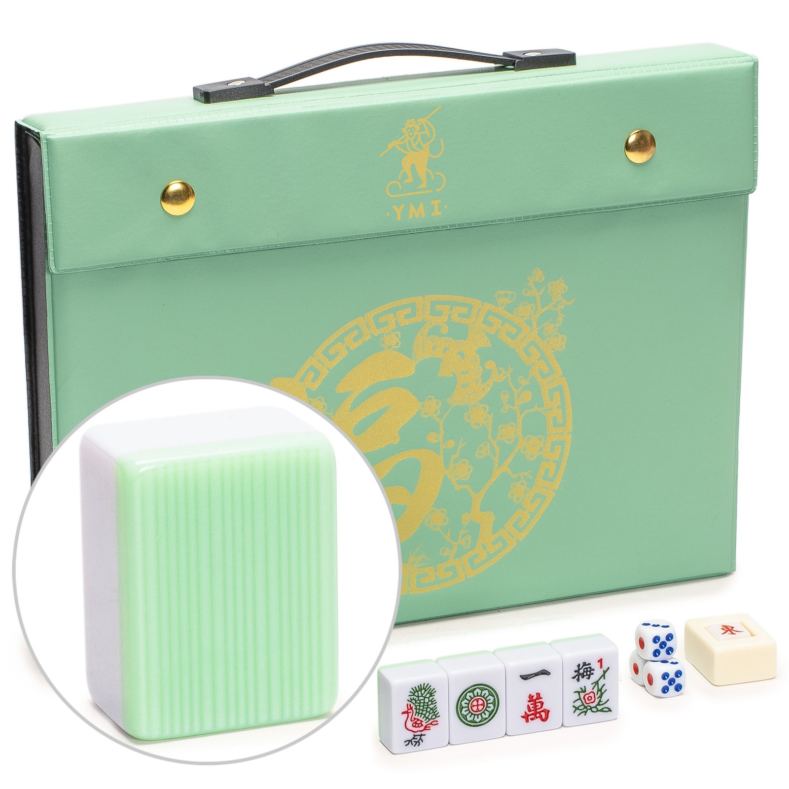 Chinese Mahjong Set, “Celadon Willow” with 146 Medium Tiles