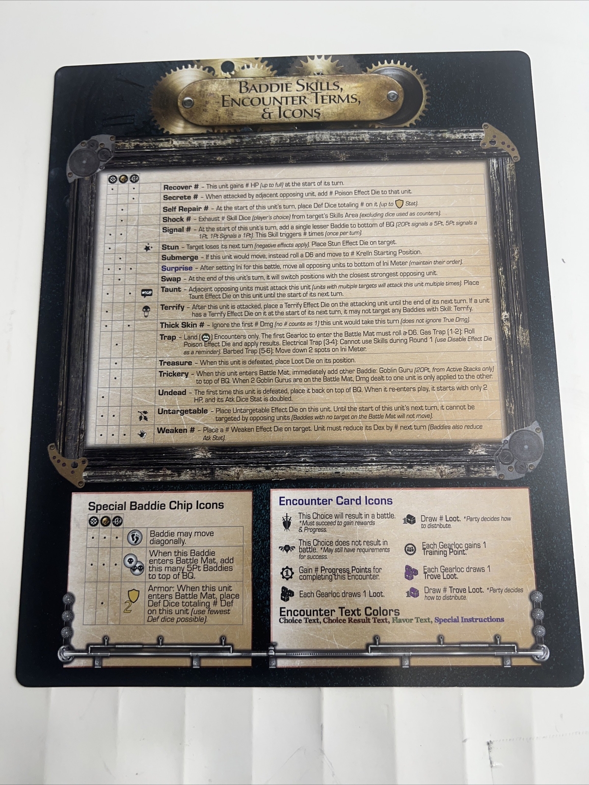 Too Many Bones Trove Chest Player Ref Cards/instructions(Each)