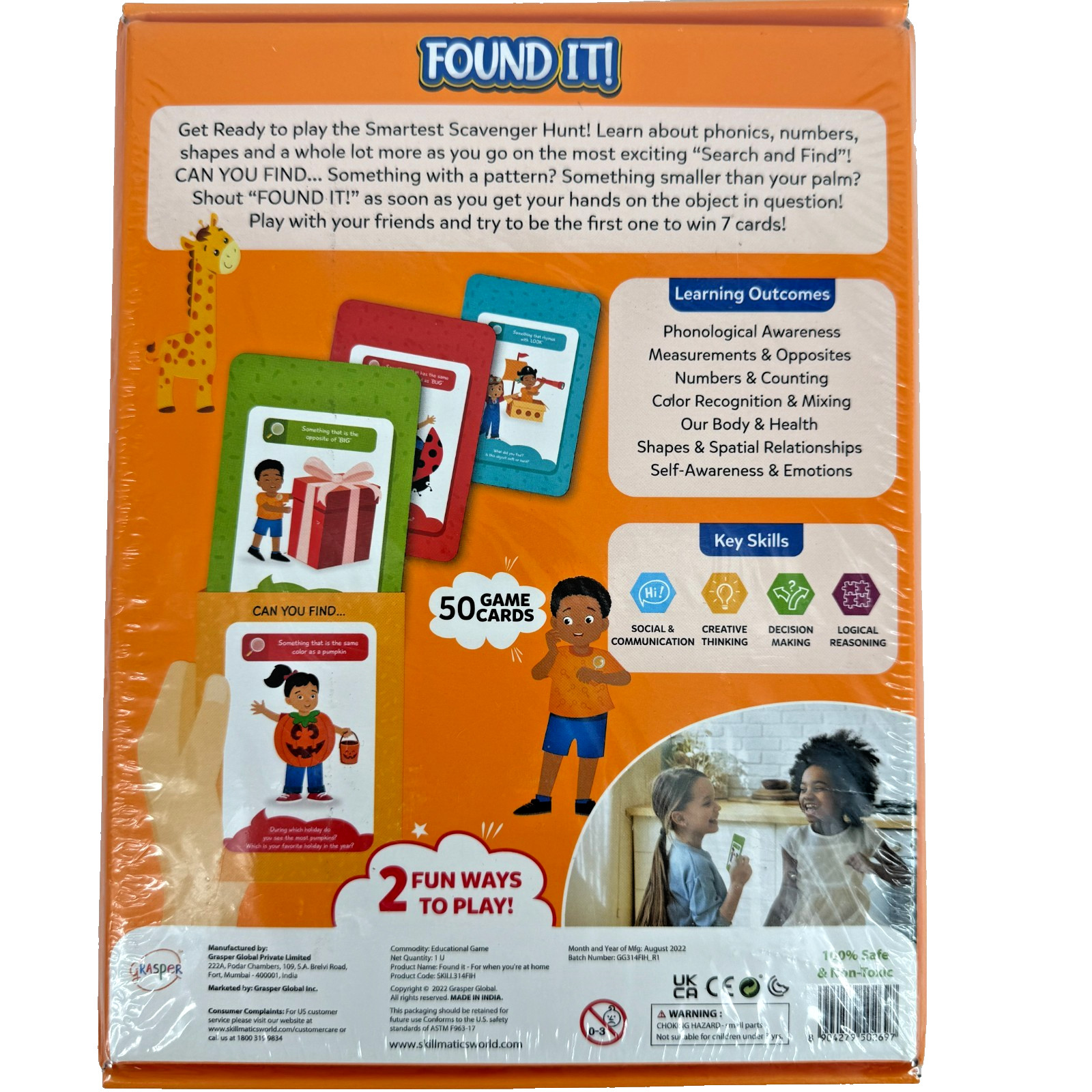 Skillmatics FOUND IT! Board Game Smart Scavenger Hunt Card Game Kids 4-7 NEW