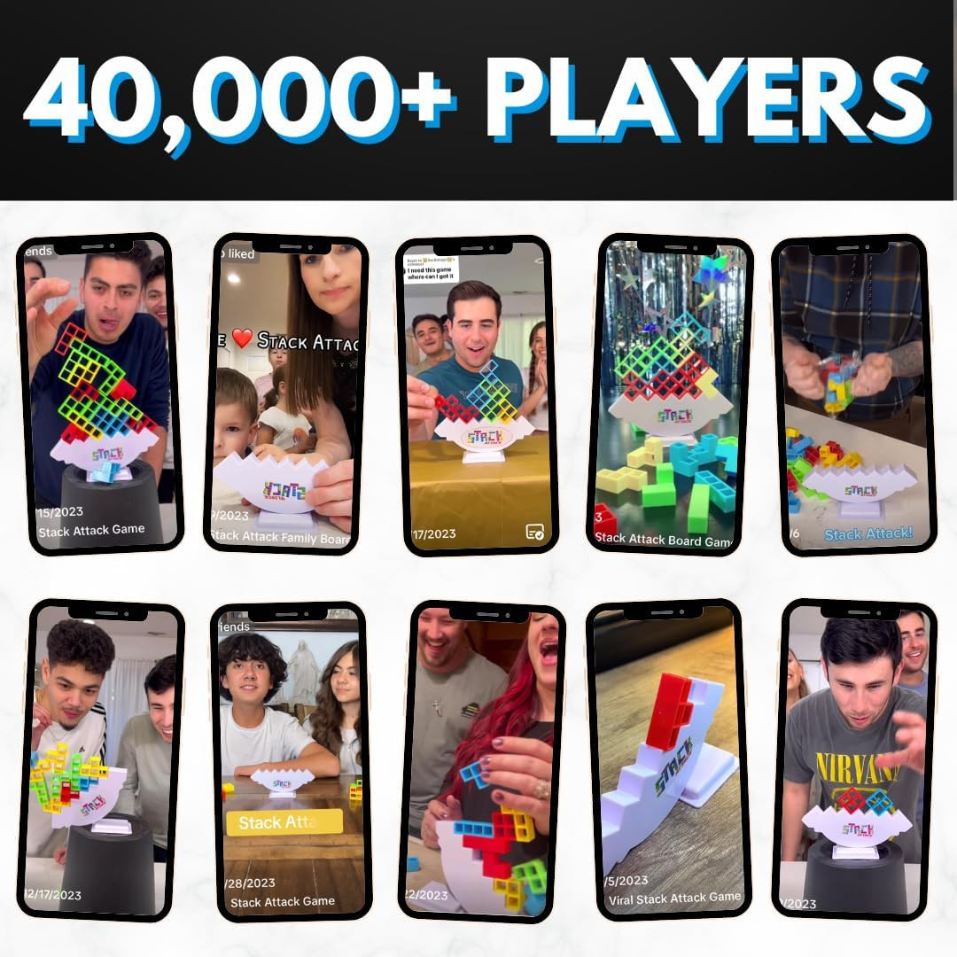 Stack Attack Tower Game, Fun Balance Games for Kids & Adults, Family Game Night