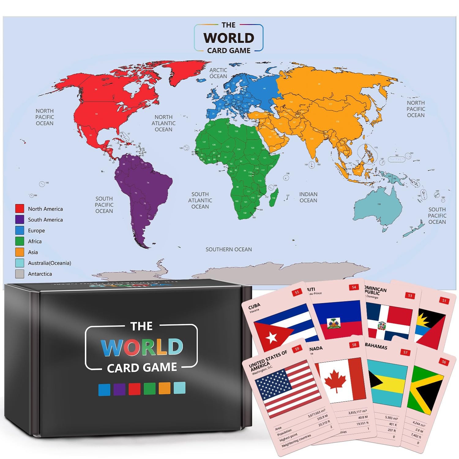 The World Card Game – World Flags Flashcards – Geography Board Game with Worl…