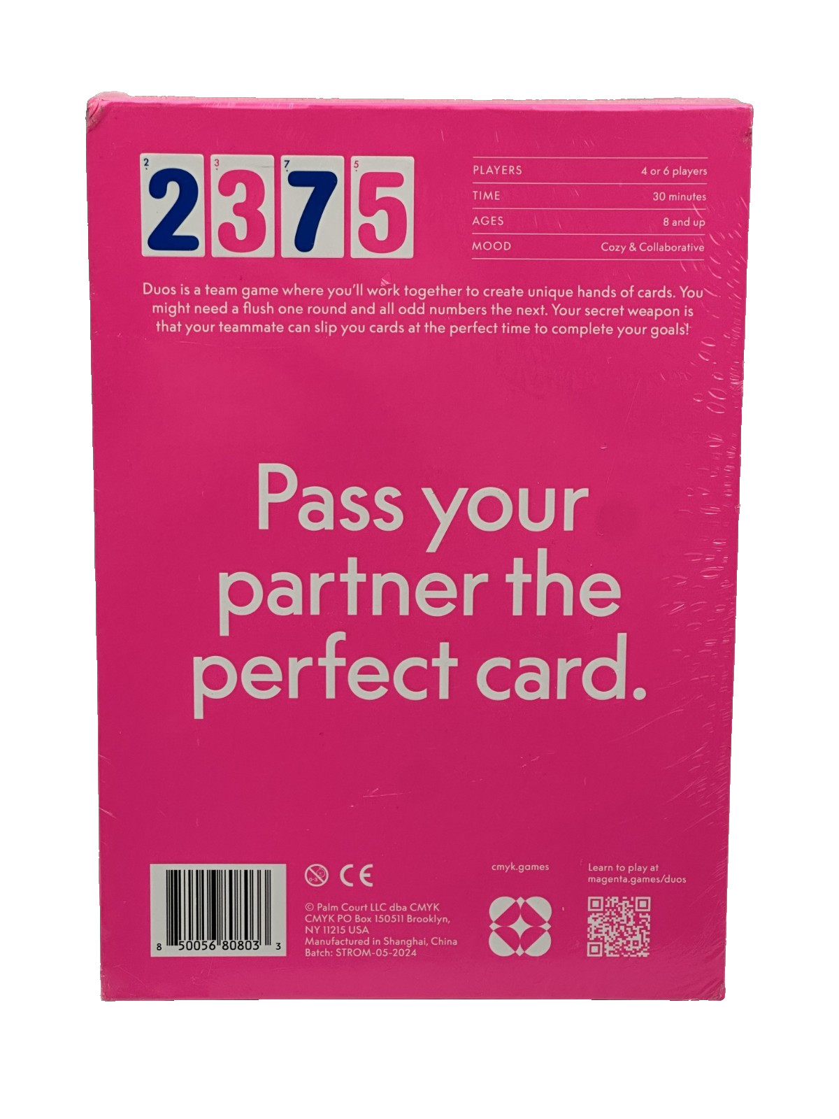 CMYK Duos Card Game Magenta Edition Deluxe Modern Team Play Board Game New