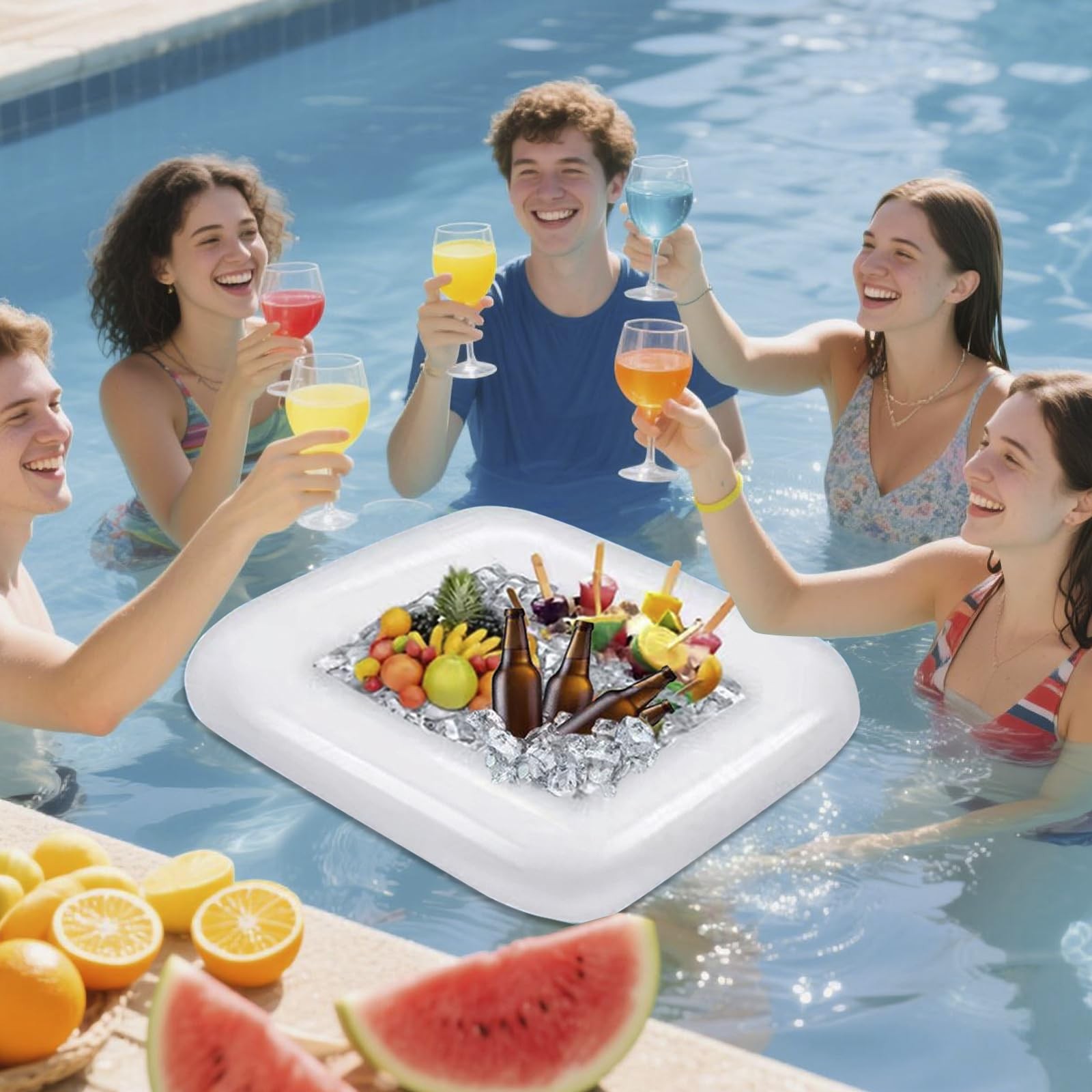 2 PCS Floating Pool Game Table with Waterproof Playing Cards for Summer Pool …