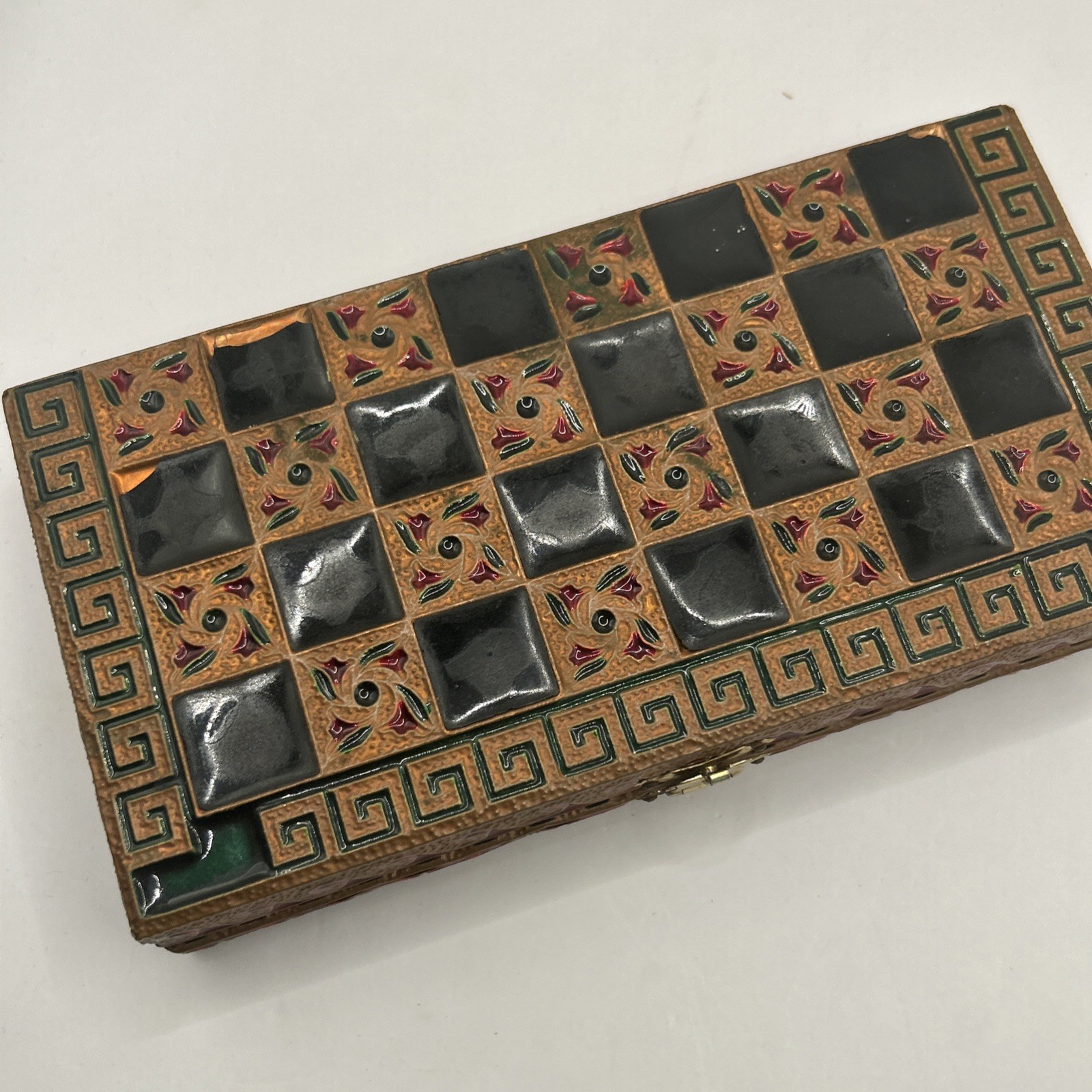 Vintage Ornate Backgammon Set in Decorative Box