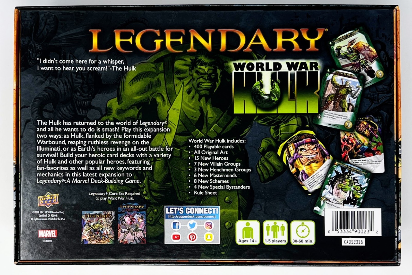 Upper Deck Legendary: World War Hulk Deck Building Game COMPLETE SLEEVED USED