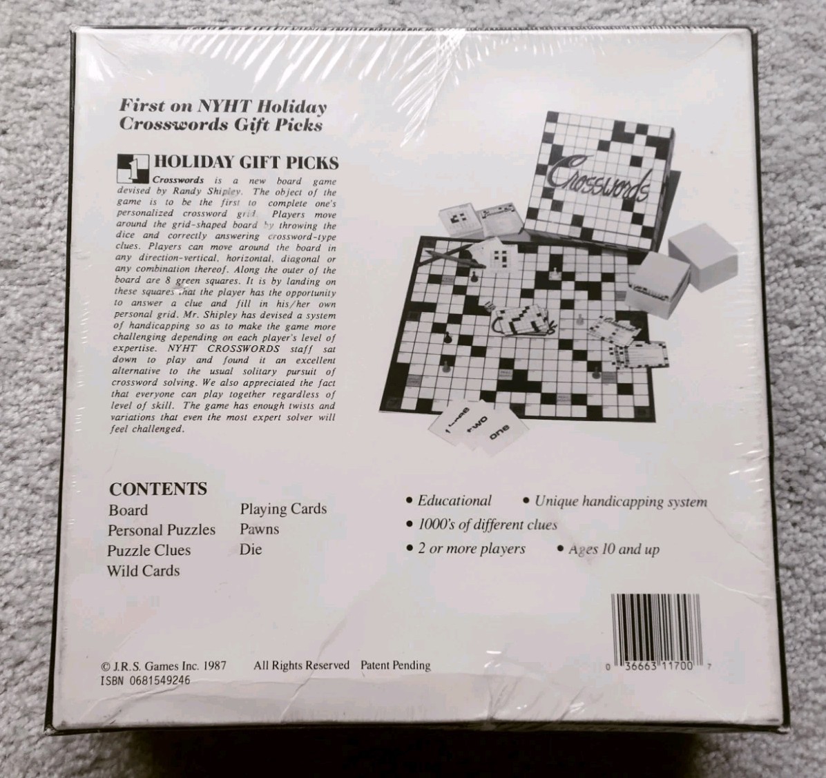 Vintage CROSSWORDS Board Game 1988 J.R.S. Games Inc. NYHT Approved *Sealed NIB