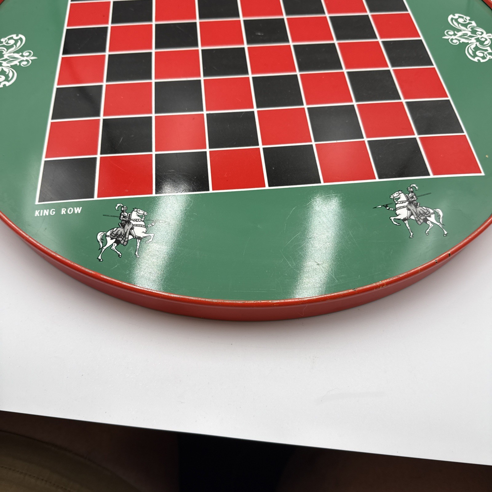Vtg Chinese & Regular Checkers Game Round Tin Made in Japan Ohio Art 2 Sided