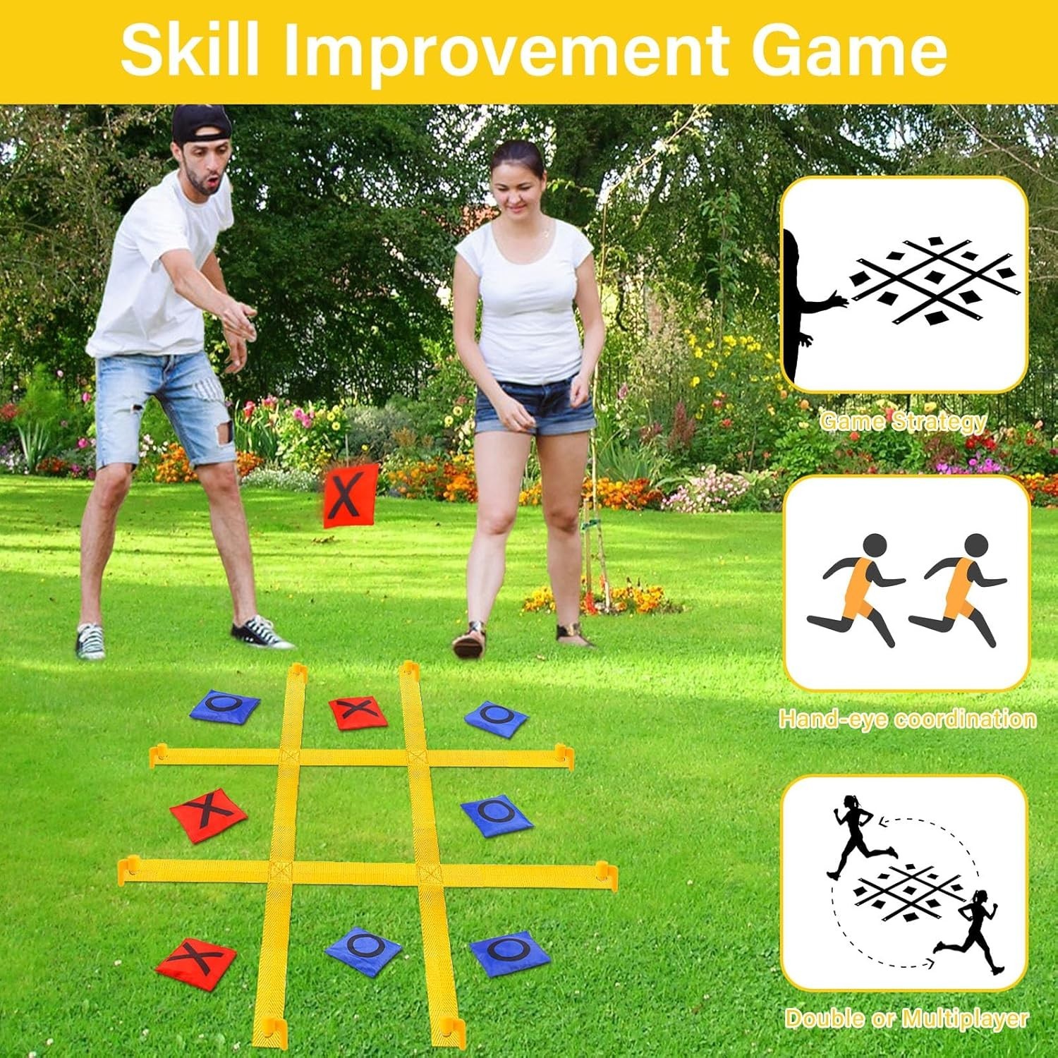 Giant Tic Tac Toe Outdoor Game Set – Family Fun with 10 Double-Sided Bean Bags