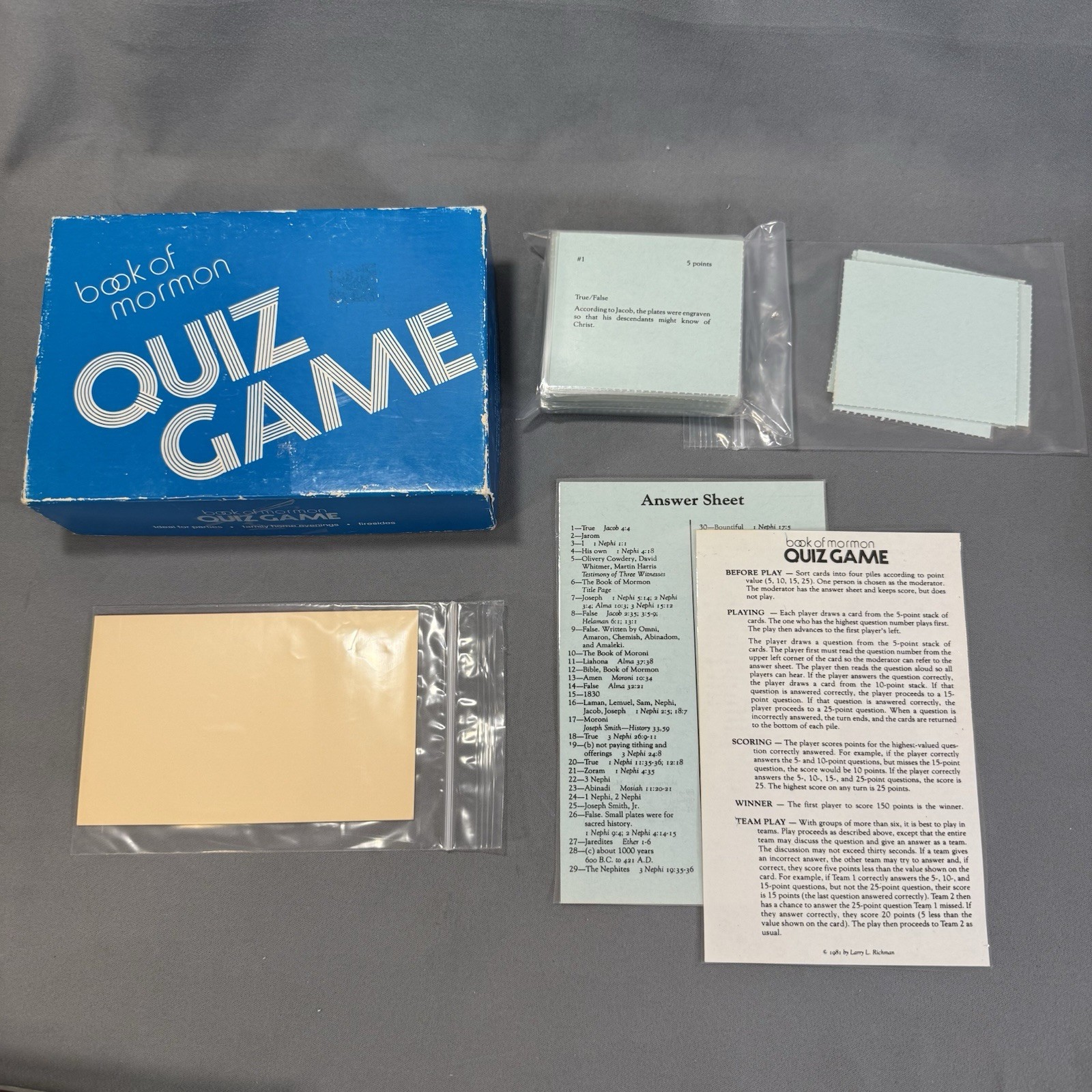 Rare 1981 Book of Mormon Family Quiz Game – Complete 91 Question LDS Bible Study