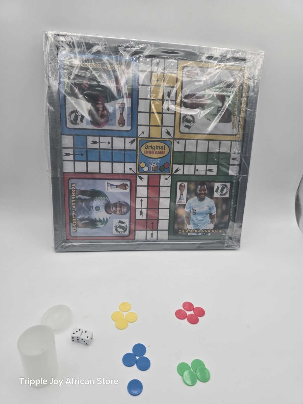 Snake And Ladder Ludo Board Game With Dices by And Seeds. 12 by 12 inches