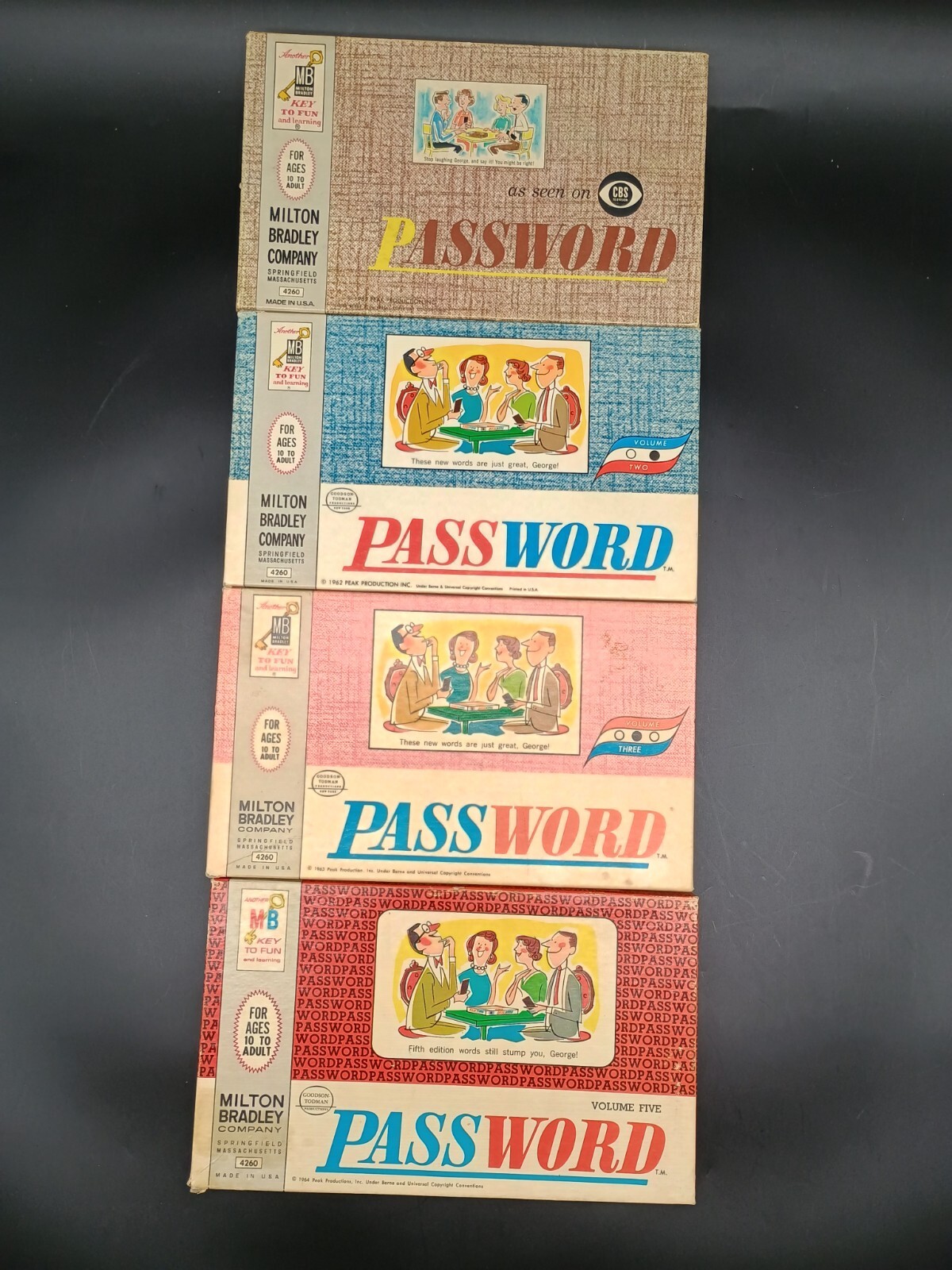 Password Game 4260 by Milton Bradley 4 Volumes 1, 2, 3 & 5 VINTAGE 1960s
