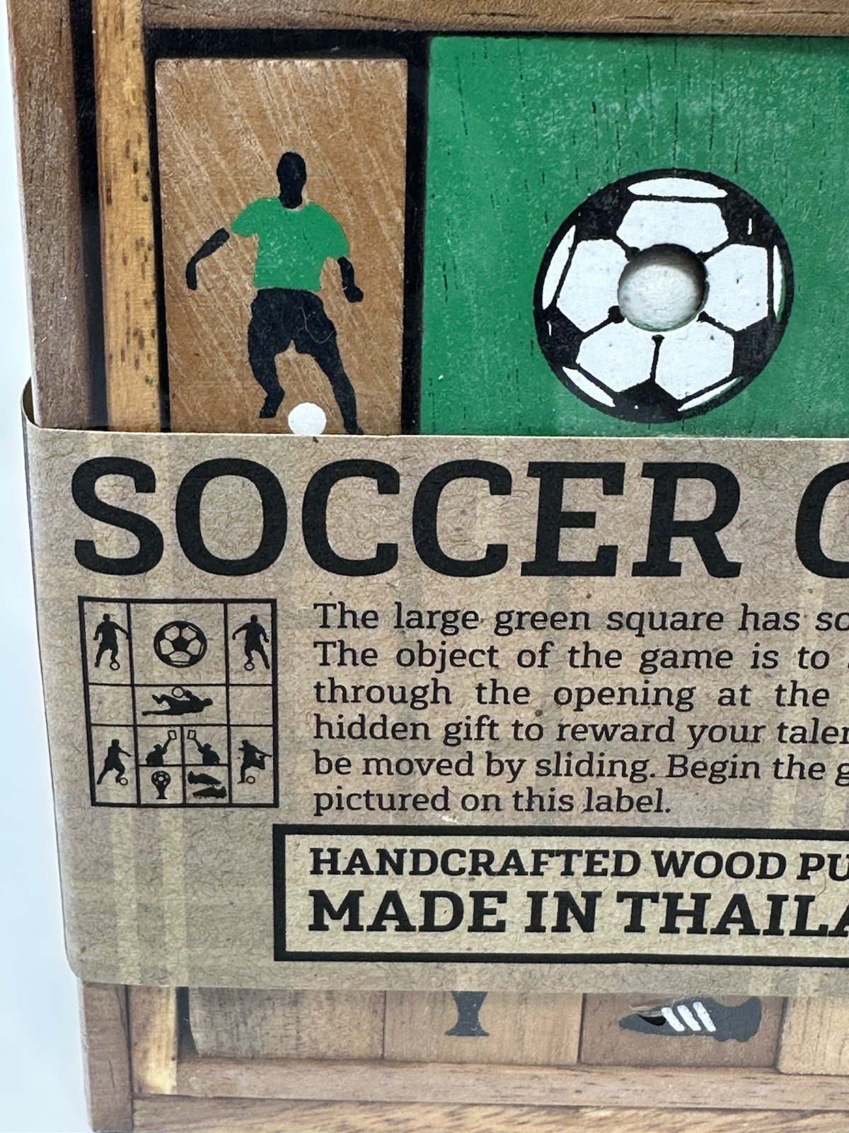 Wooden Soccer Puzzle Game New Sealed Sliding Brain Teaser Thailand Handcrafted