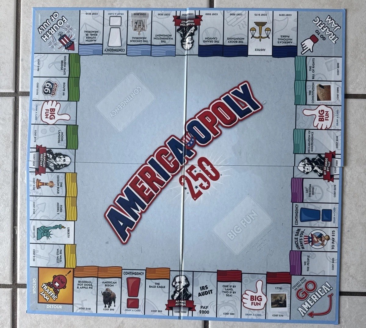 AMERICA-OPOLY 250th Board Game – 2026 For 2 to 6 players Ages 8 and up.