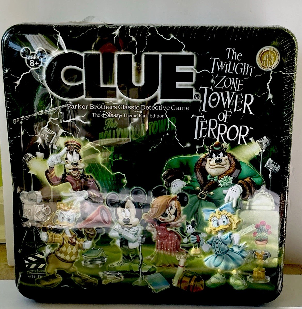 Disney Parks CLUE Twilight Zone Tower of Terror Board Game In Tin Die Glows NEW
