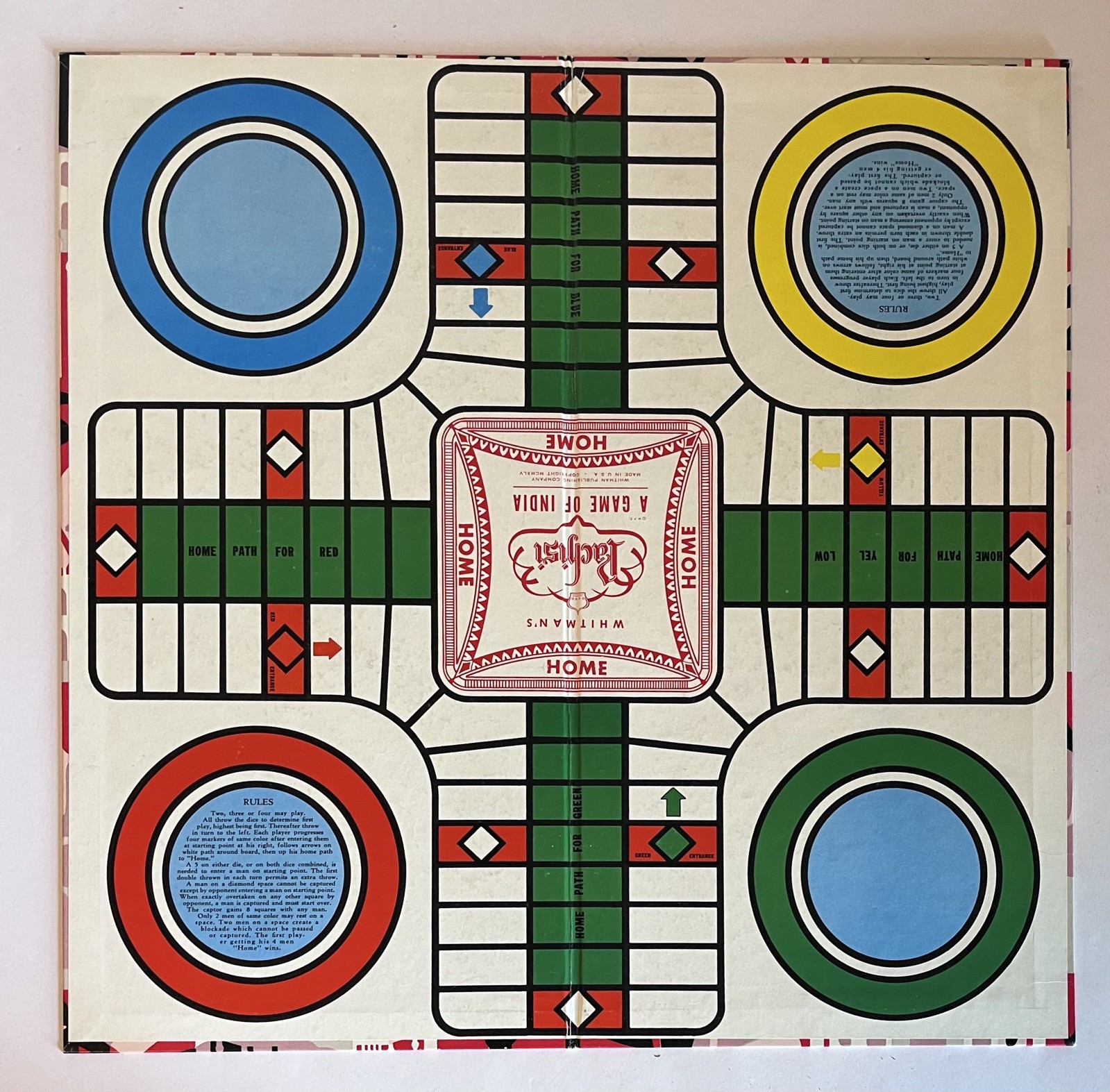 Vintage Whitman’s Pachisi/Parcheesi: A Game of India Board Game Complete