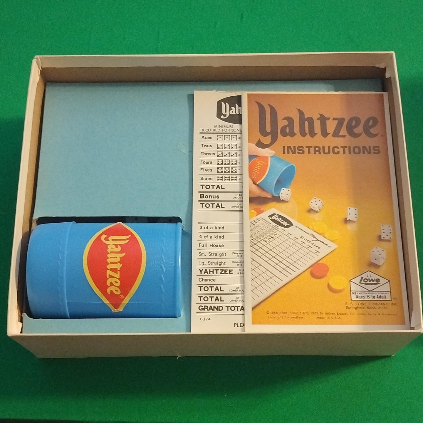 E. S. Lowe Yahtzee Dice Game Complete, Dice Cup, 2+ Players, Ages 8+