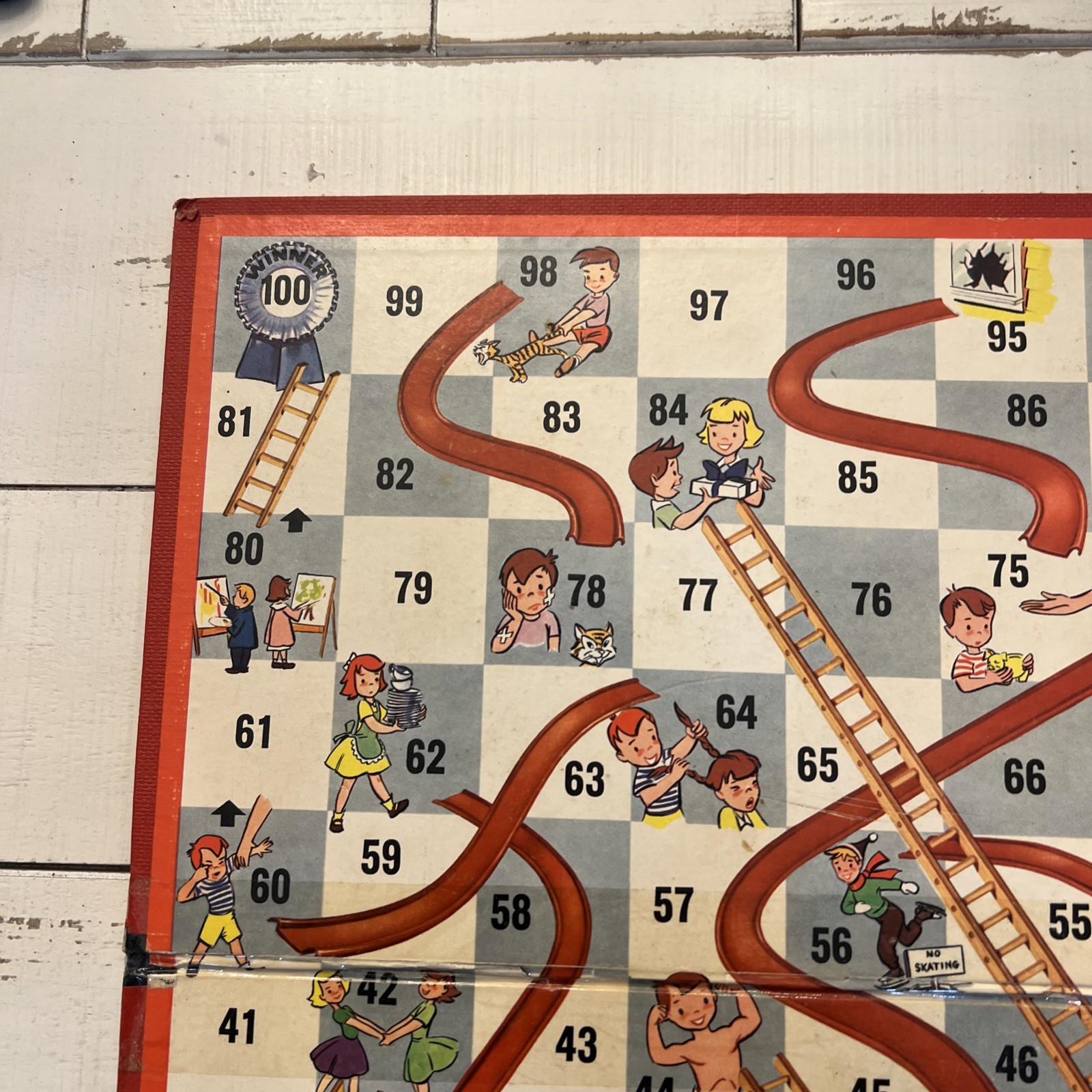VTG 1950s CHUTES and LADDERS Board Game No 4600 Milton Bradley BOARD ONLY *Read*