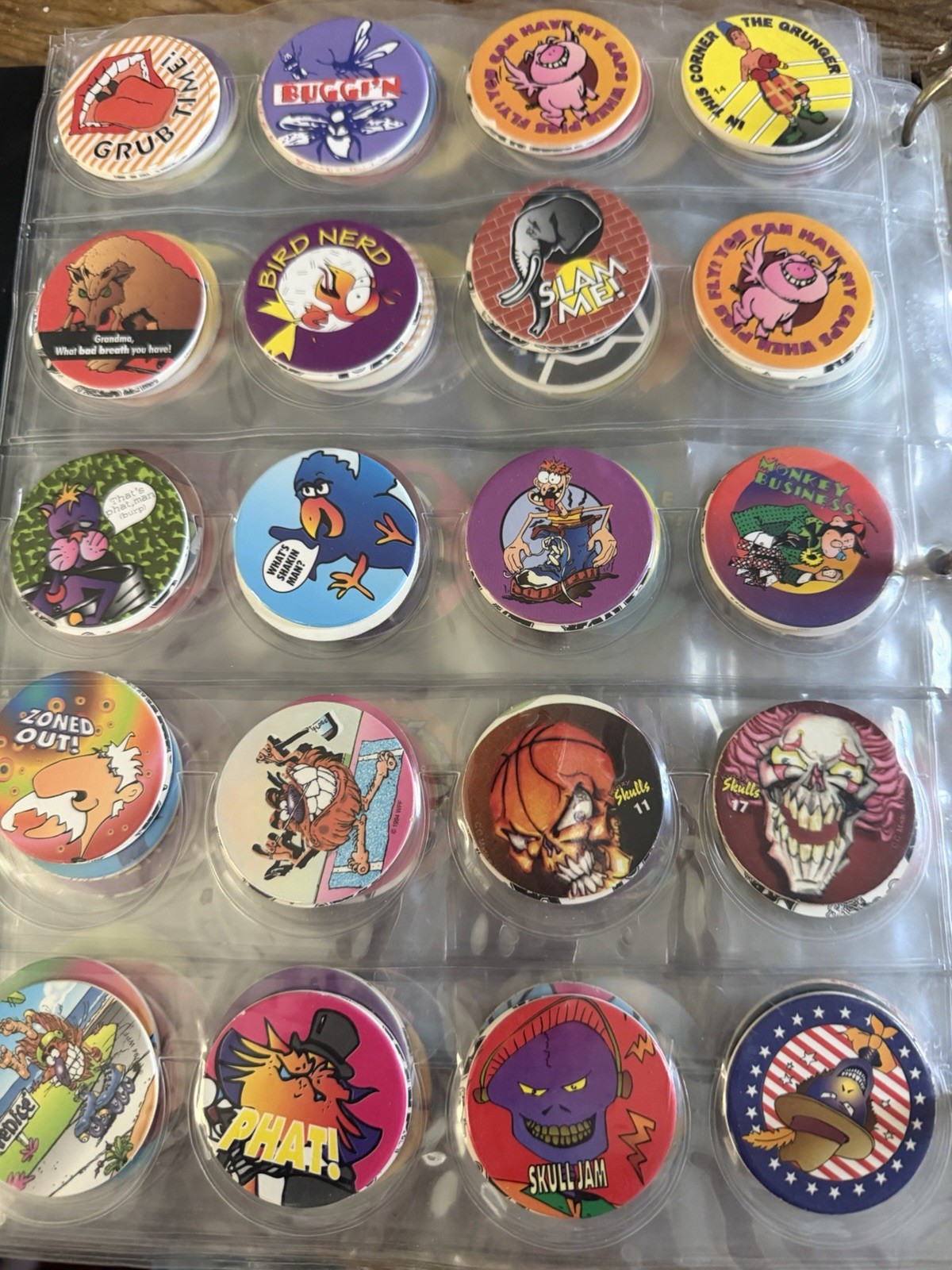 1990s Original 299 POGS & 10 Slammers/Game Boards/Notebook/Plastic storage box