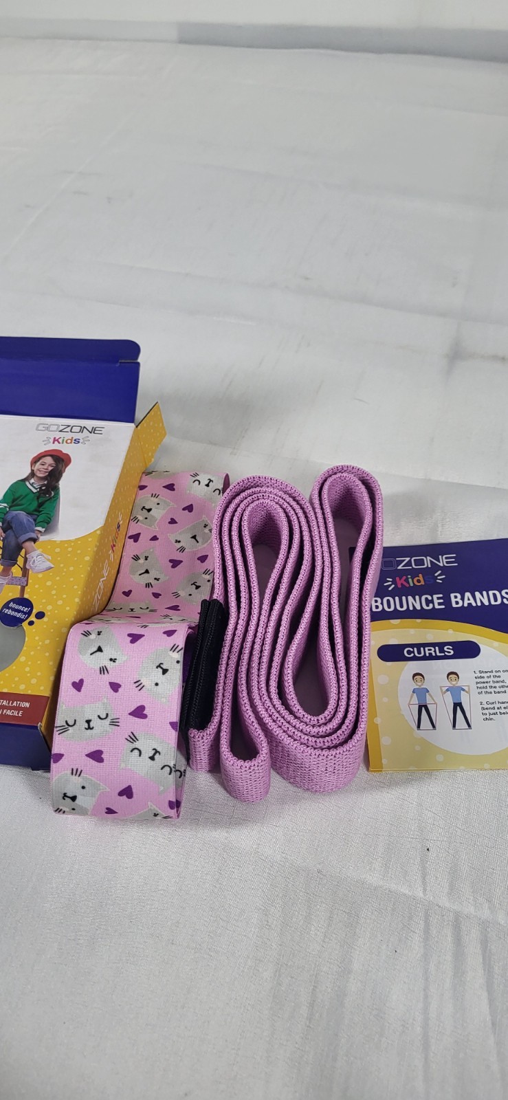 GoZone Kids Christmas Light Cat Printed Bounce Bands – Pink/Purple Attaches to a