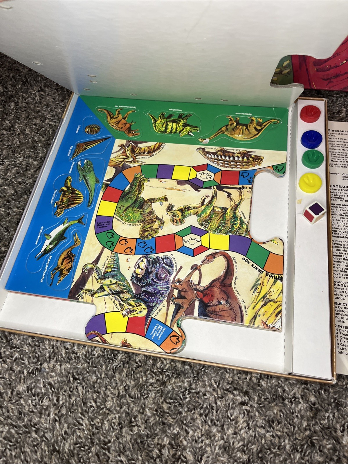Vintage Aristoplay Dinosaurs And Things Board Game 100% Complete in Box 1987