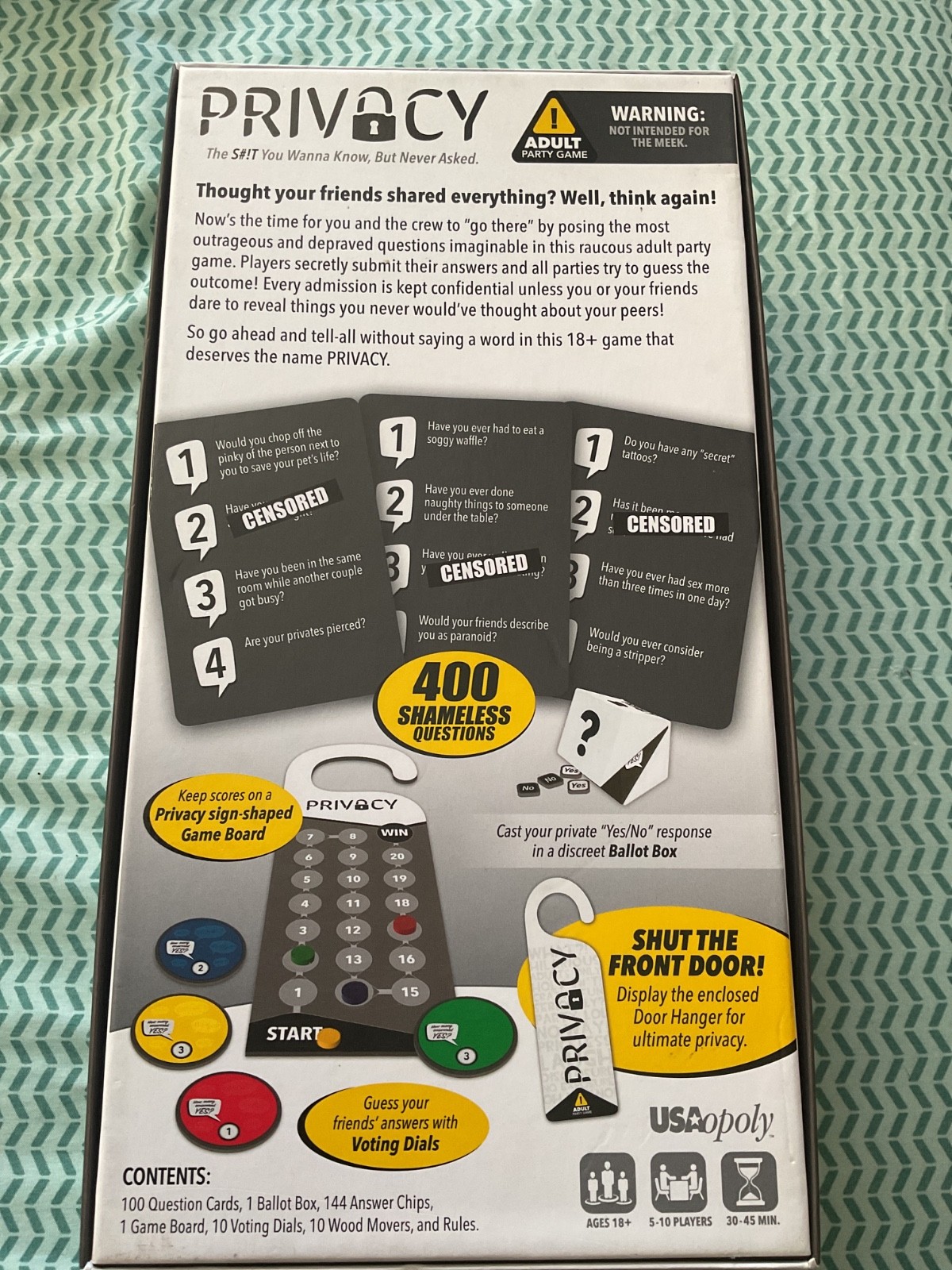 Privacy Adult Party Game Drinking Sexy 18+ Board Game 5-10 Player