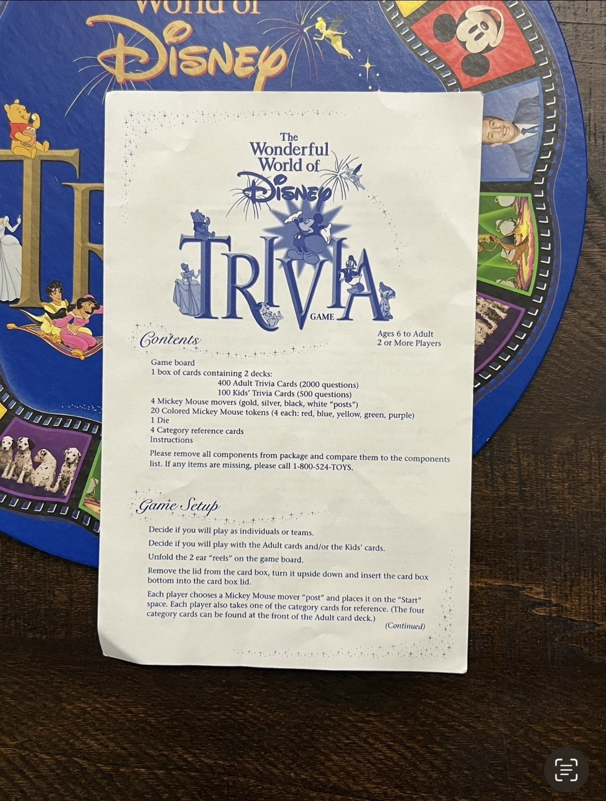 The Wonderful World Of Disney Trivia Board Game Complete