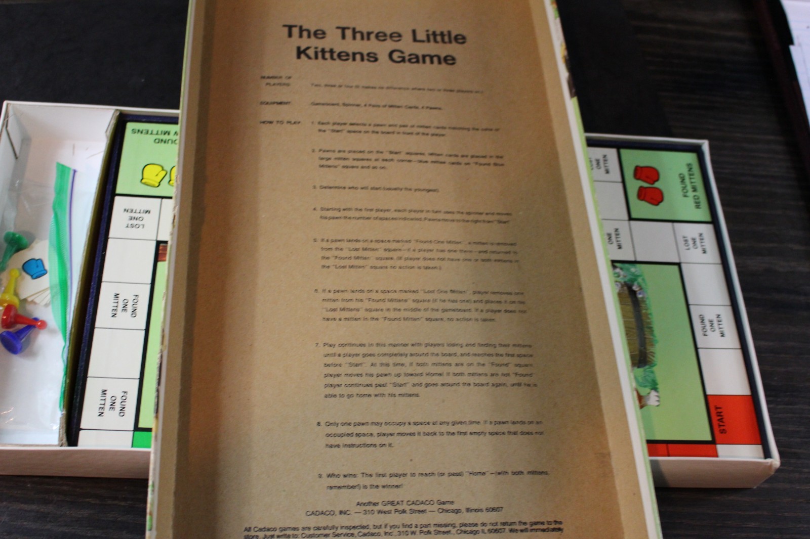 Vintage Board Game – Three Little Kittens Game – Complete – Cadaco – Ages 4-10