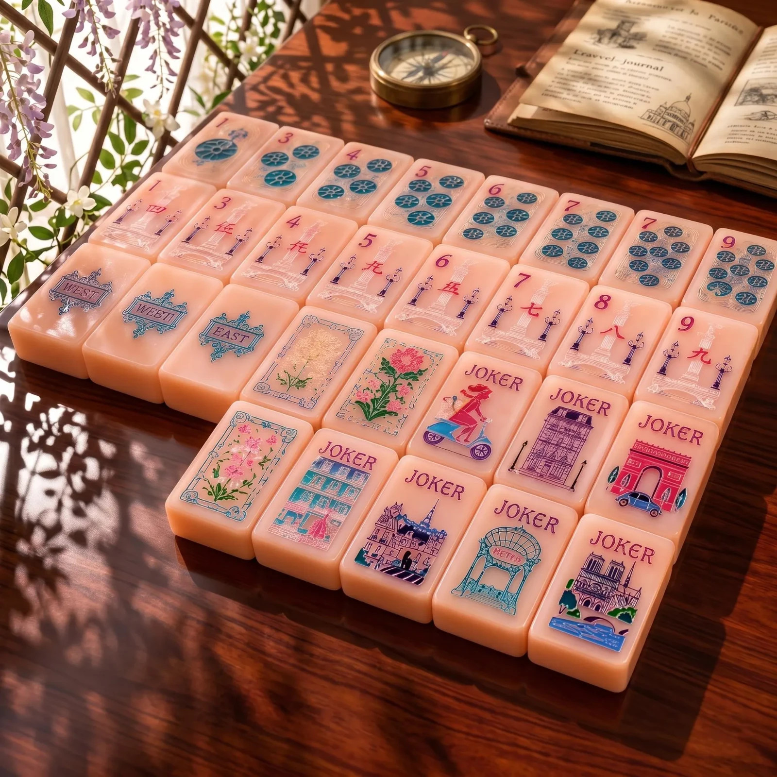 Mah-Jong de Paris Limited Edition Mahjong Tile Set | 160 Pink Single Layer Acryl