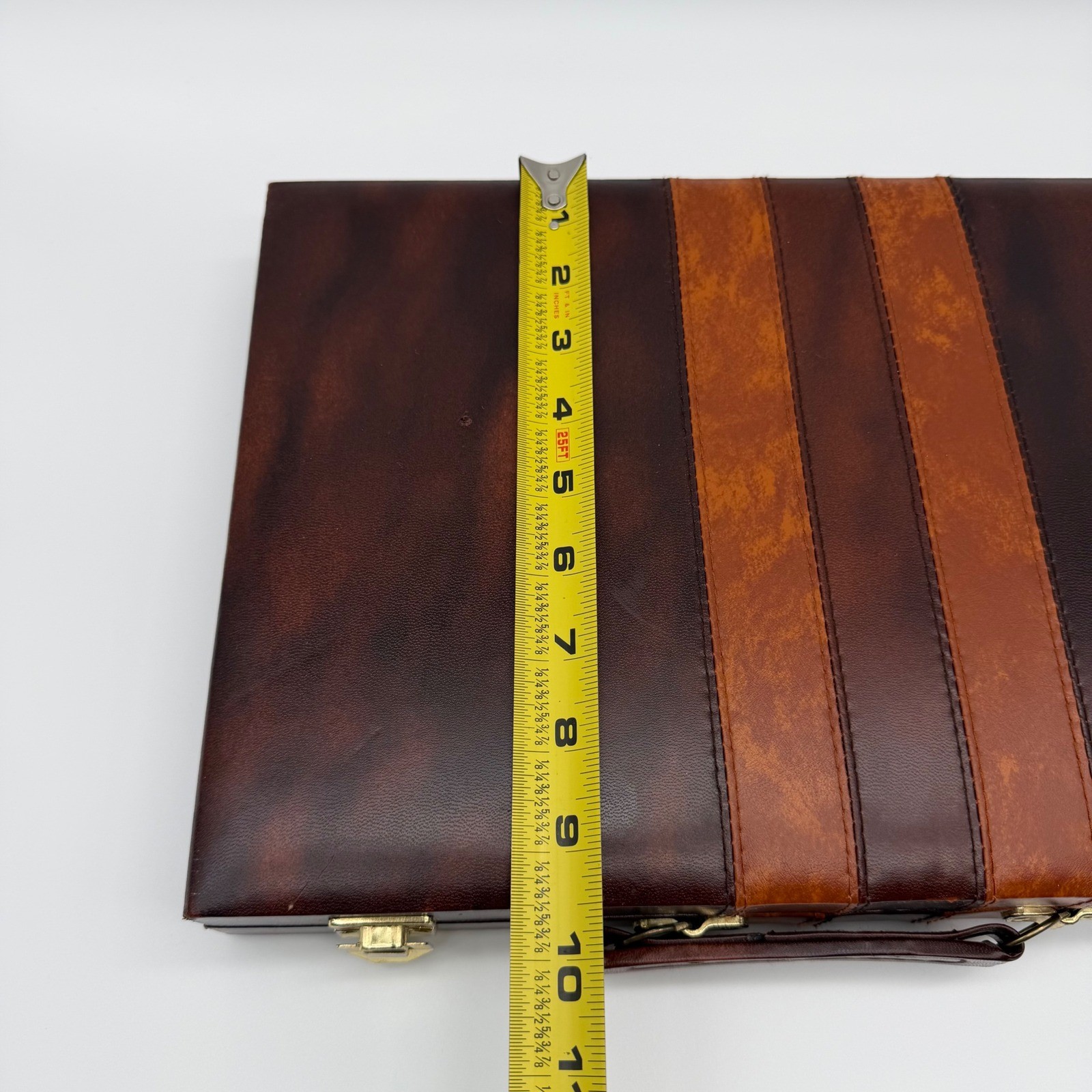 Backgammon Game Leather Briefcase Set 14.5″x9.5″ Complete