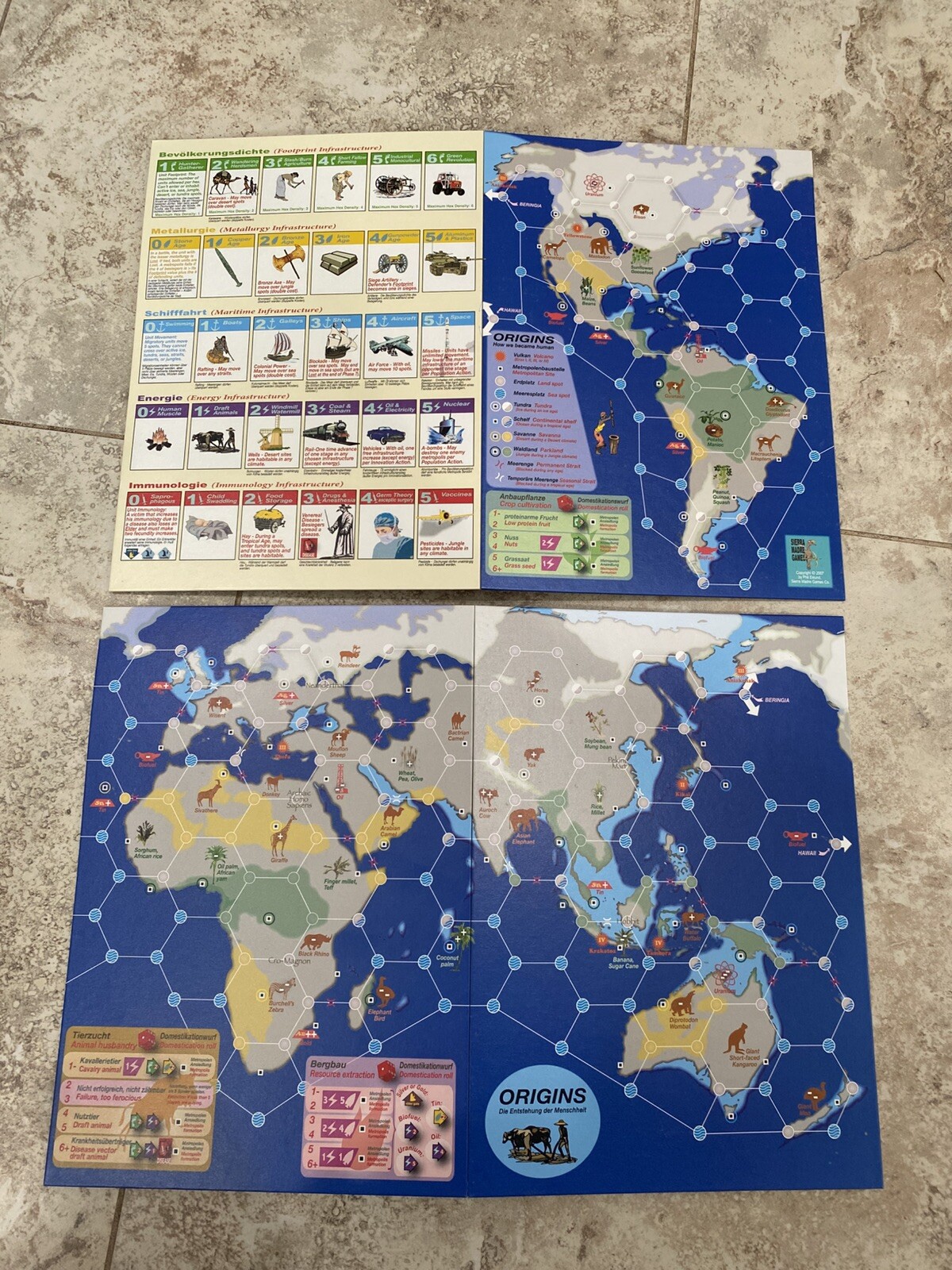Sierra Madre Board Game Origins – How We Became Human (1st Ed) Box Rough