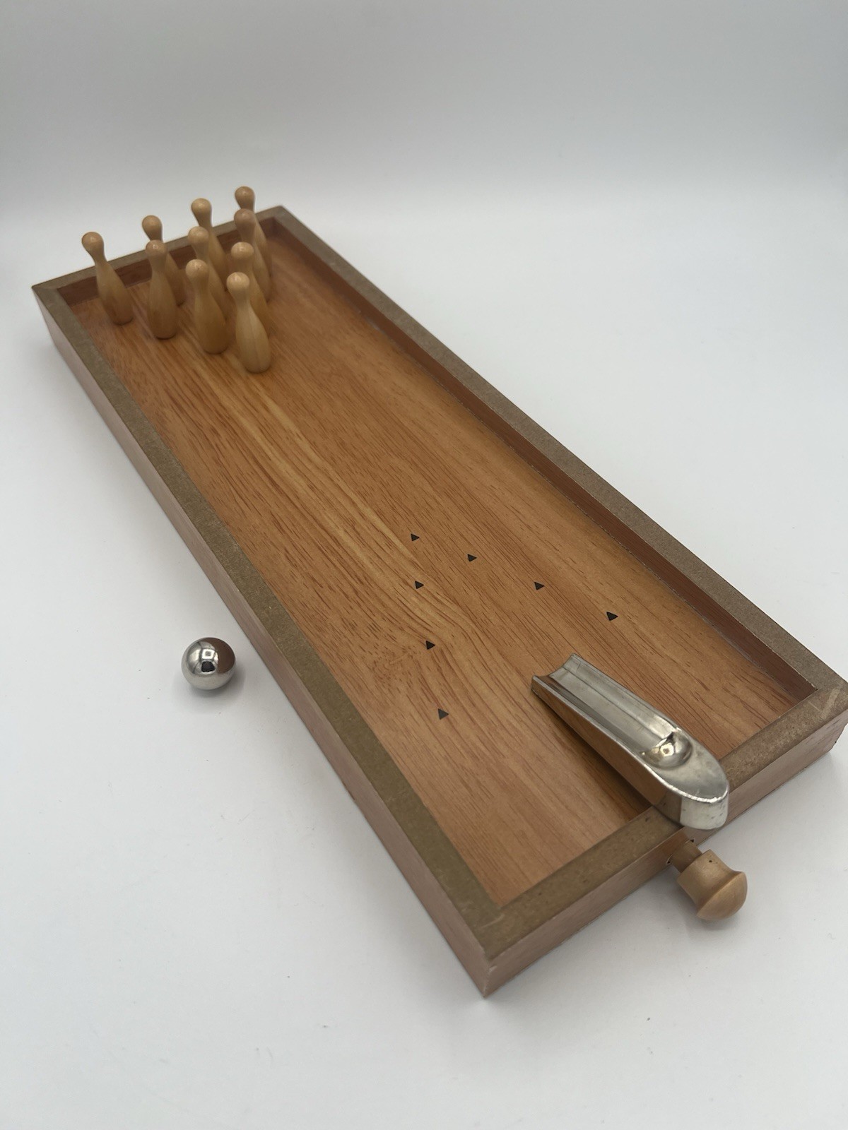 Mini Bowling Family Game Set Easy Pin Reset In Box – Desktop – Travel Size