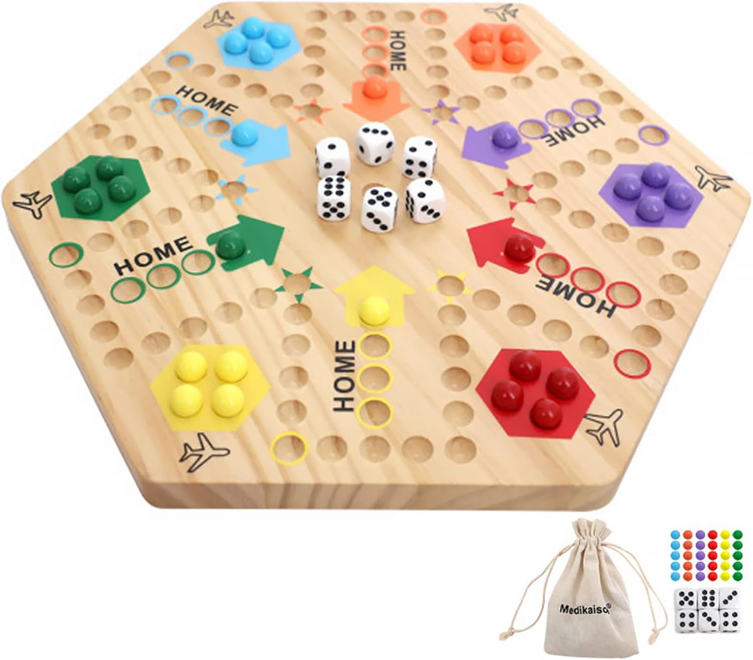 Original Marble Game Wahoo Board Game Double Sided Painted Wooden Fast Track Boa