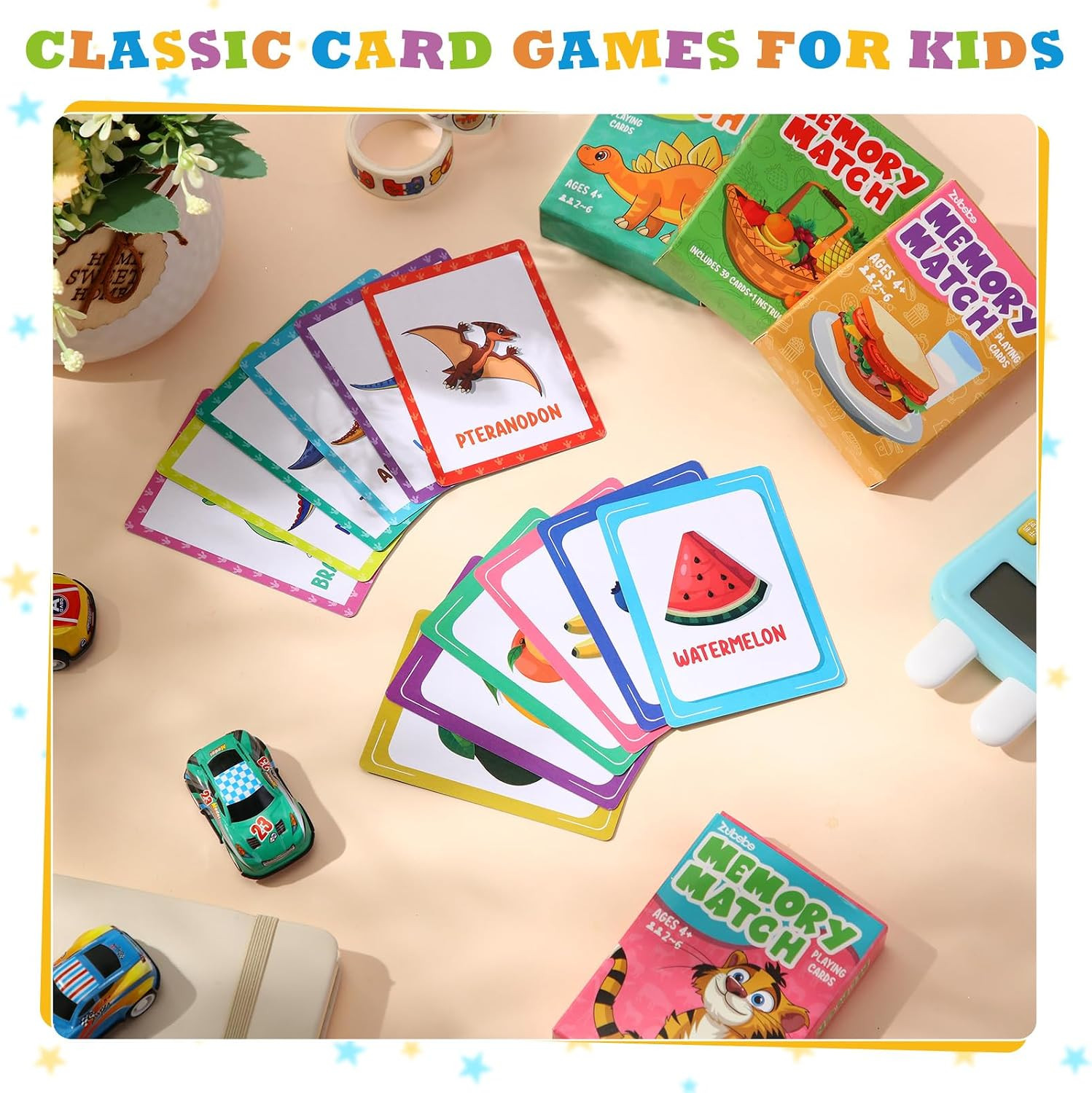 Zubebe 4 Sets Memory Matching Game for Kids Memory Match Fun Matching Game Educa