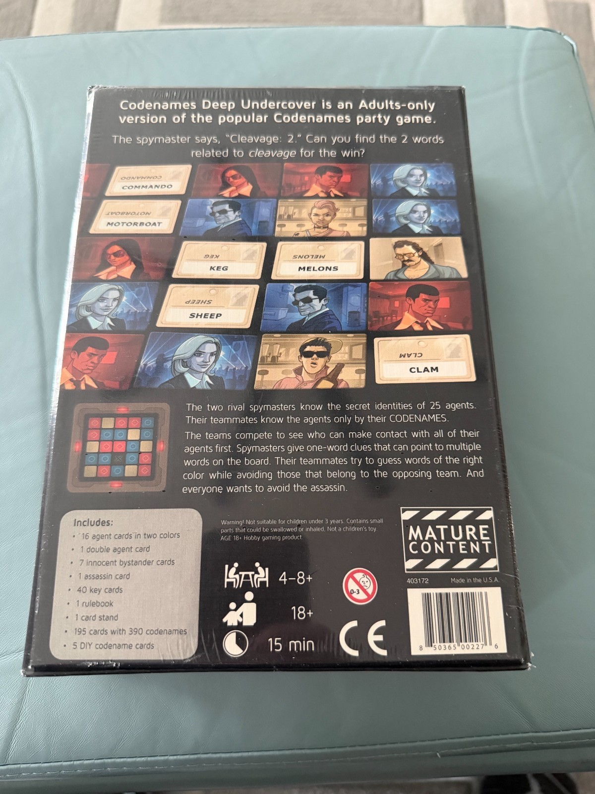 New Sealed Codenames Deep Undercover Card Game Adults Only Word Game