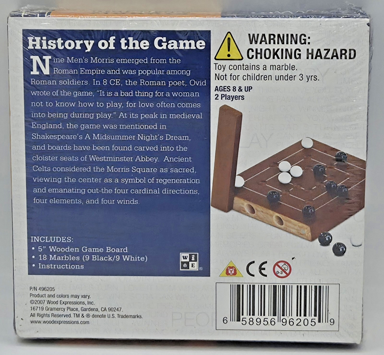 NEW Nine Men’s Morris Wooden Travel Game Set w/ Marbles WE Games ⚡FREE SHIP⚡