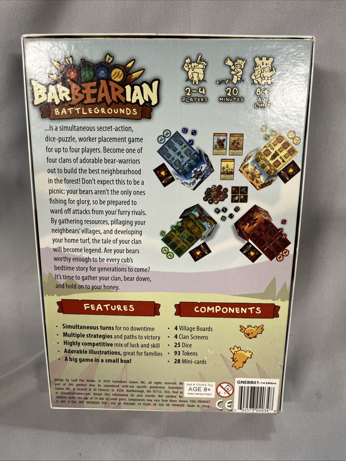 Barbearian Battlegrounds Greenbrier Games 100% EXCELLENT COMPLETE Fun Teenage