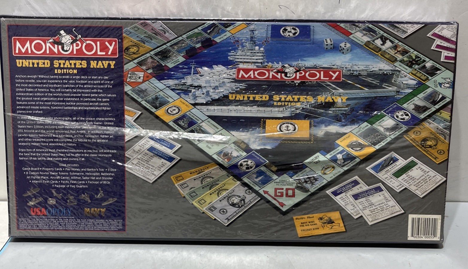 MONOPOLY United States Navy Edition Board Game Parker Bros NEW 1998 Pewter Token