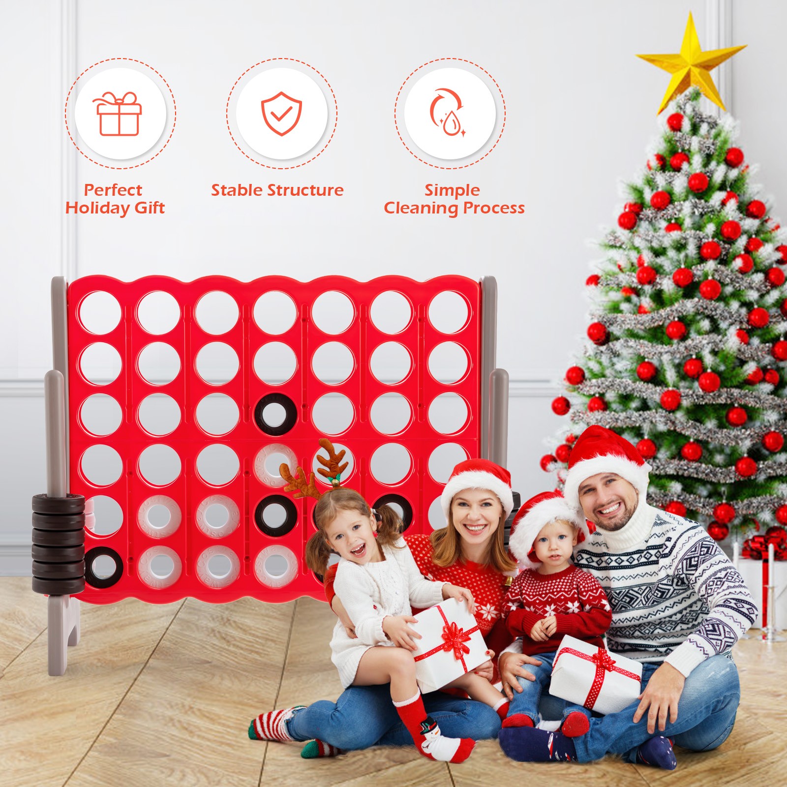 Jumbo 4-to-Score 4 in A Row Giant Game Set Outdoor Indoor Adults Kids Family Fun